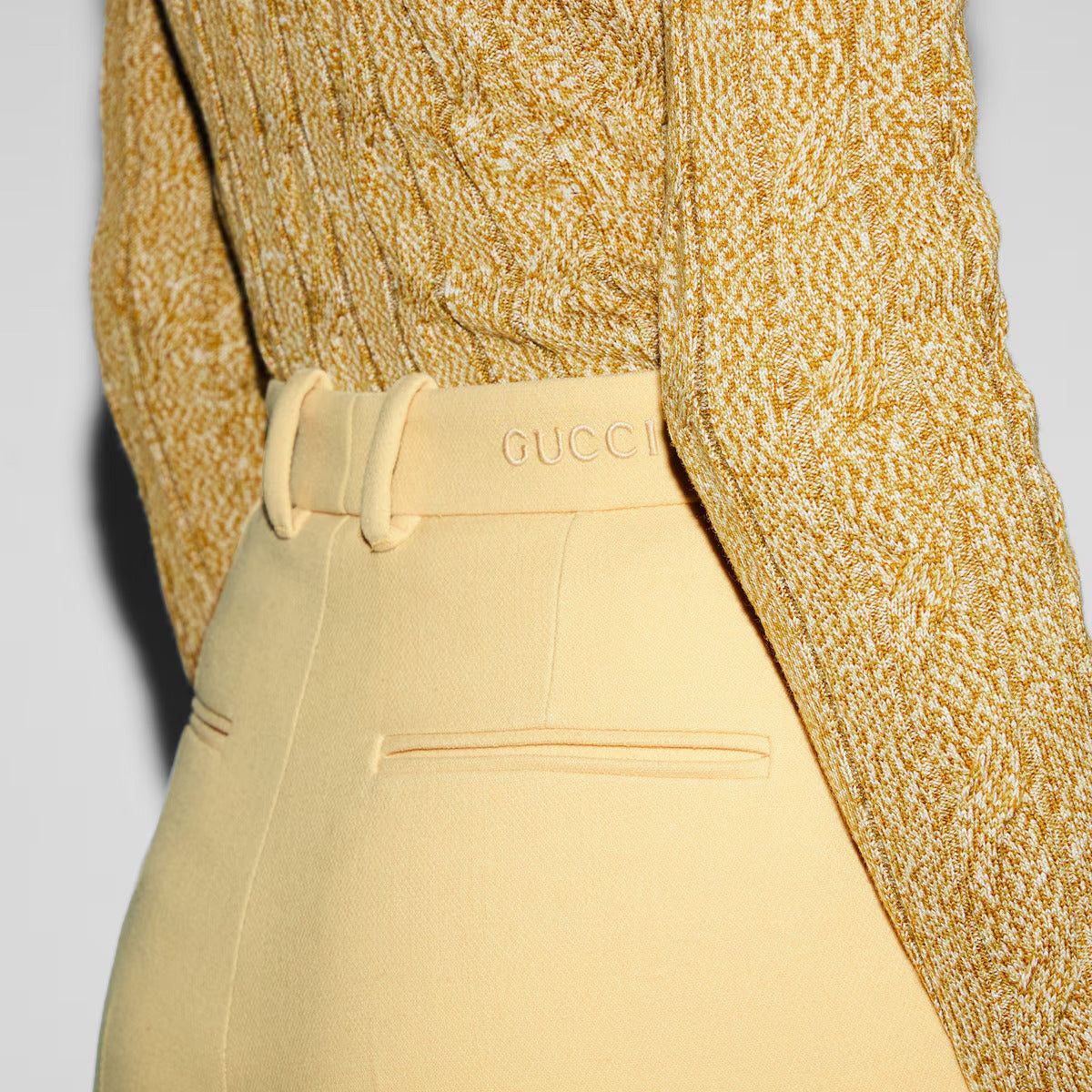 Gucci oc11z1125 Light Wool Crêpe Pant in Yellow Size 28" / US 6 / IT 42 - 3 Thumbnail