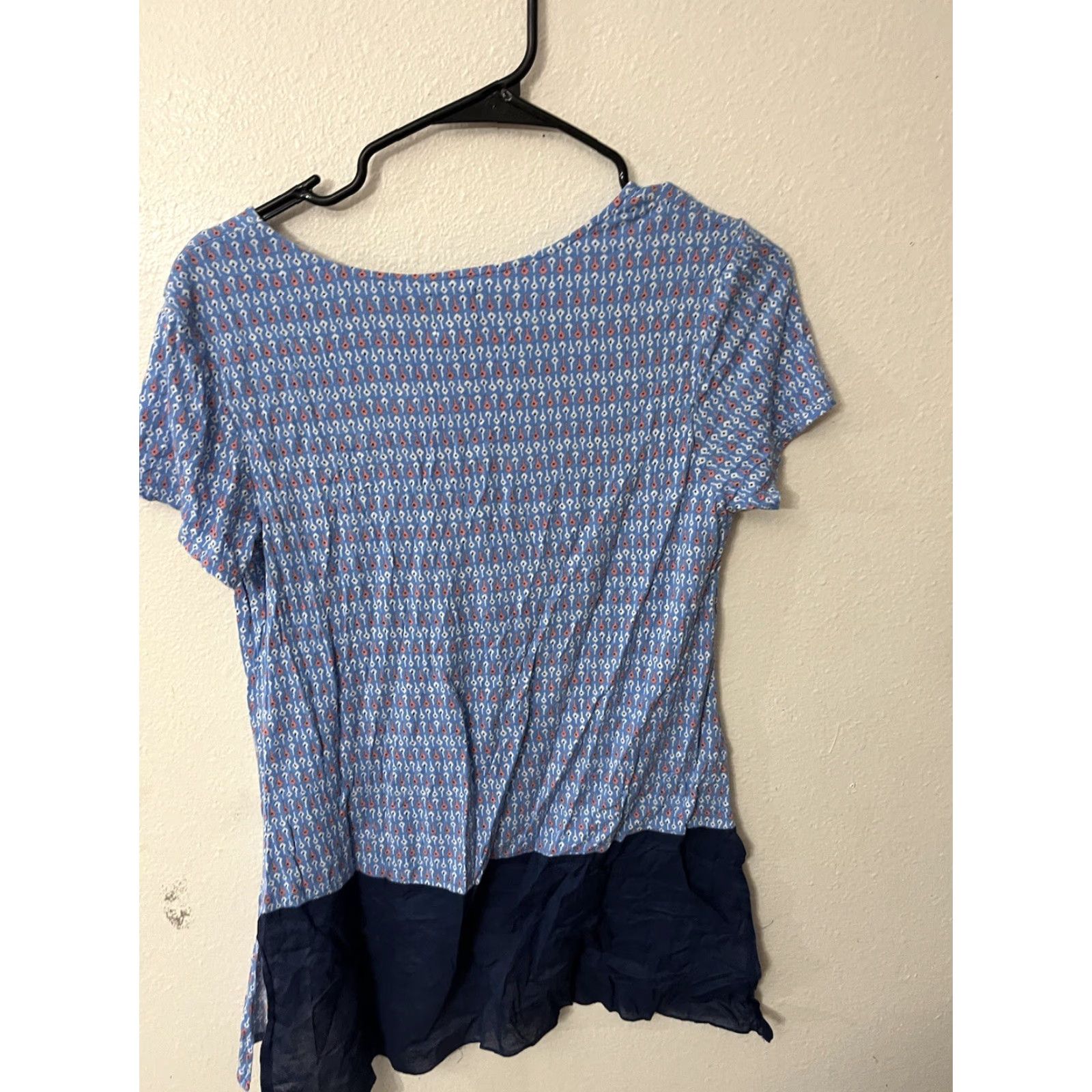 Anne Klein VINTAGE Anne Klein Shirt Womens Small Blue Polka Dot Top Sheer Lined Short Sleeve V Neck Size S / US 4 / IT 40 - 3 Thumbnail