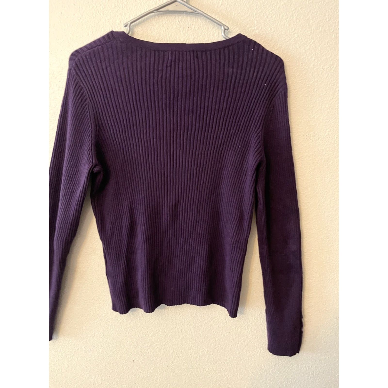Lands' End Lands' End Womens Small 6-8 Long Sleeve Ribbed Cotton Purple Sweater Shirt? Size S / US 4 / IT 40 - 3 Thumbnail
