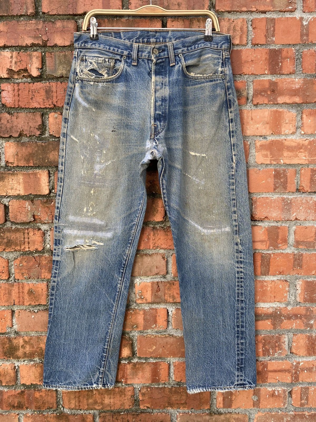 W33x28.5 Vintage levi's 501 redline 60s big E repaired