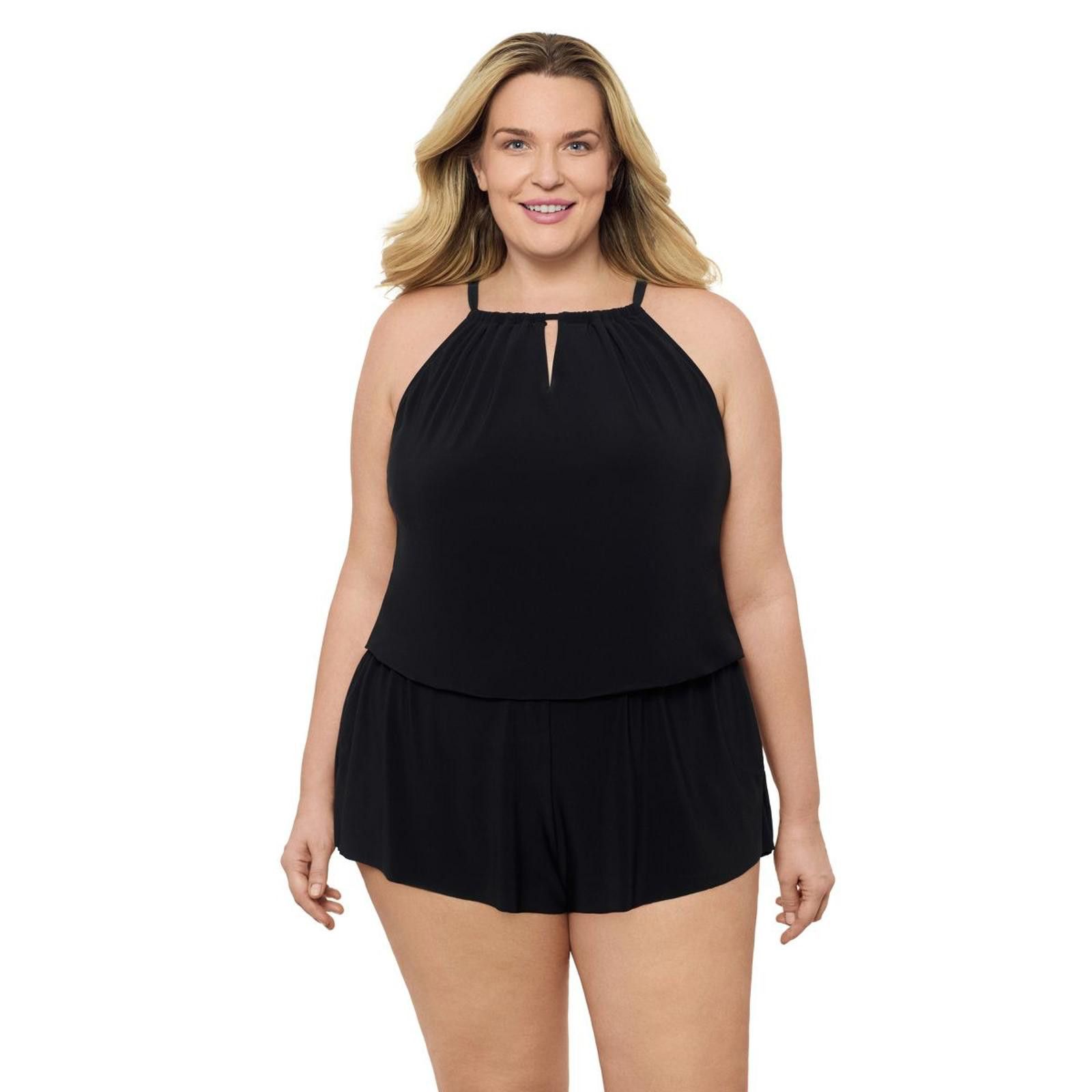 Unknown London Aqua Green 16W Black Sleeveless Romper Adjustable Straps Size ONE SIZE - 1 Thumbnail