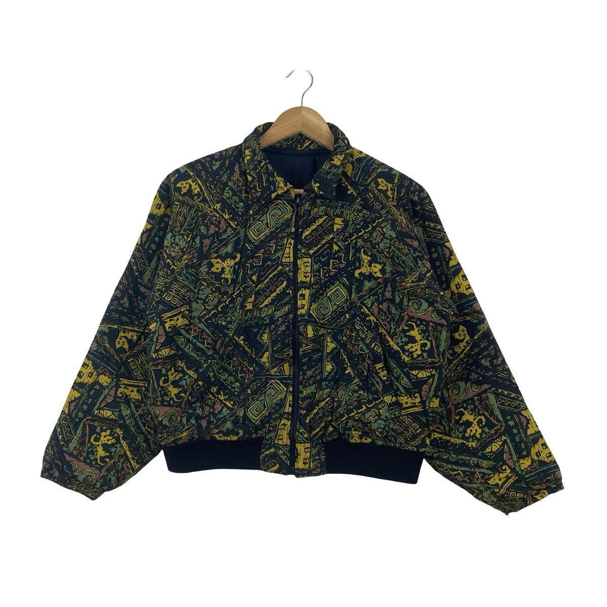 Vintage Vintage 80s CROPPED Abstract Tribal Pattern Bomber Jacket Size US L / EU 52-54 / 3 - 5 Thumbnail