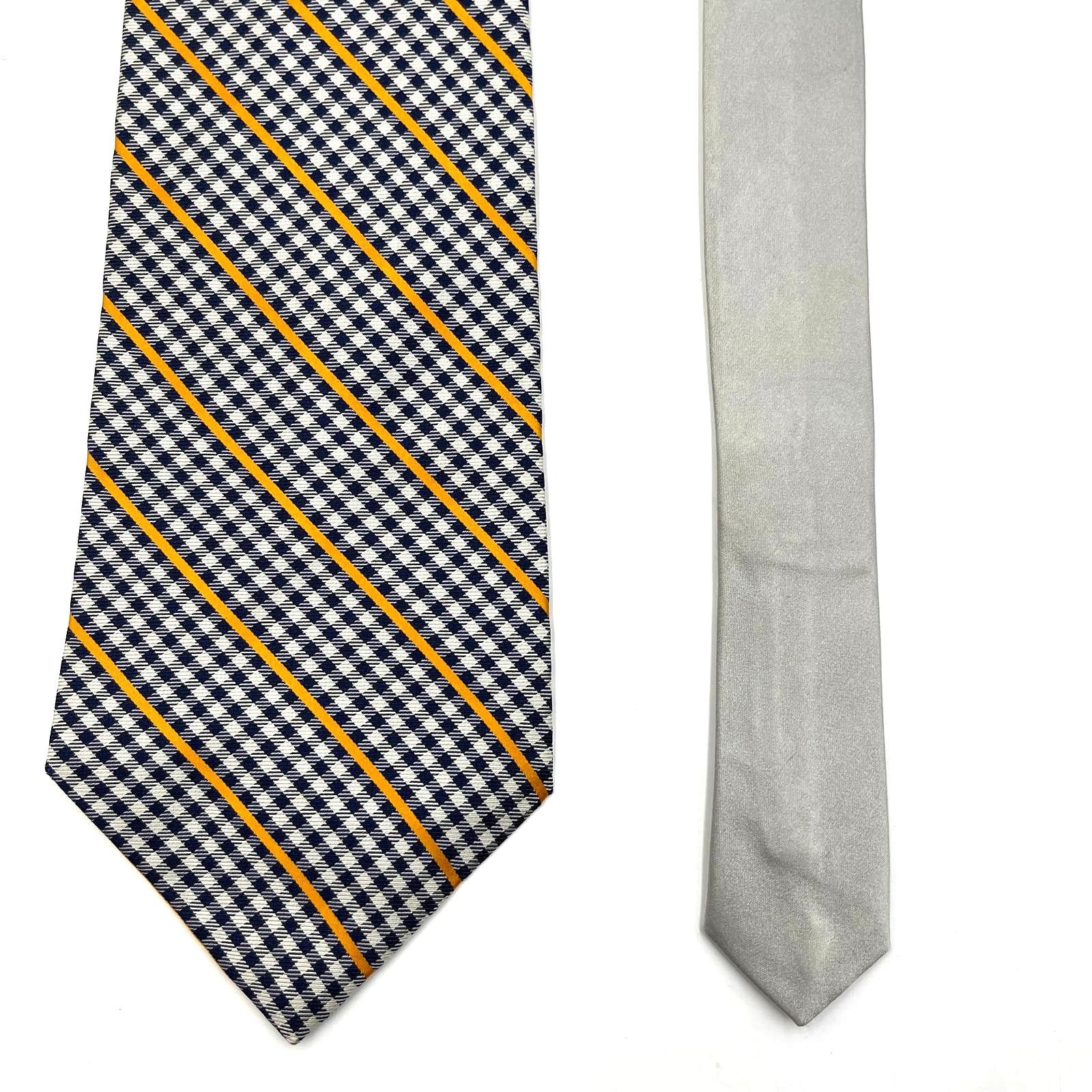 Tommy Hilfiger Tommy Hilfiger Check Stripe Print Tie Silk Black Gray Size ONE SIZE - 8 Thumbnail