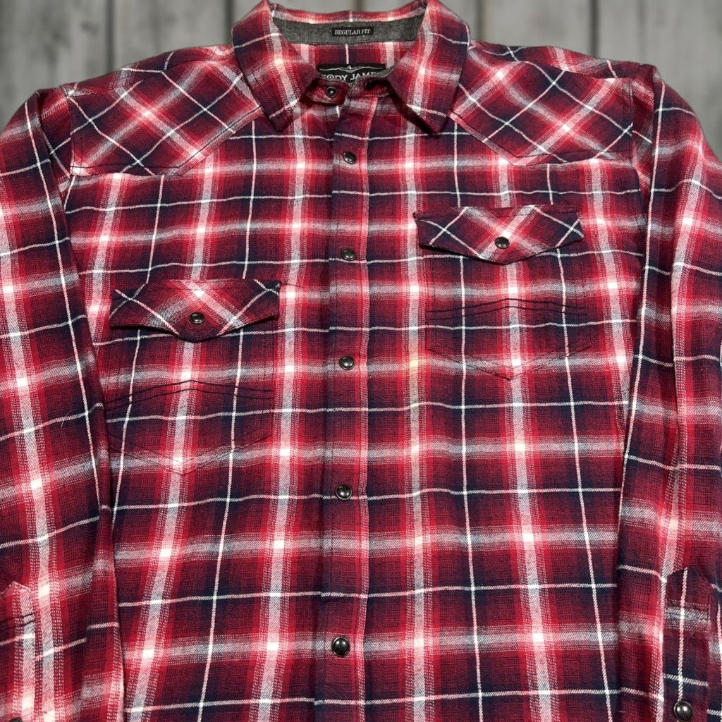 Cody James Cody James Pearl Snap Flannel Shirt Men Large Western Plaid Pockets Regular Fit Size US L / EU 52-54 / 3 - 1 Thumbnail
