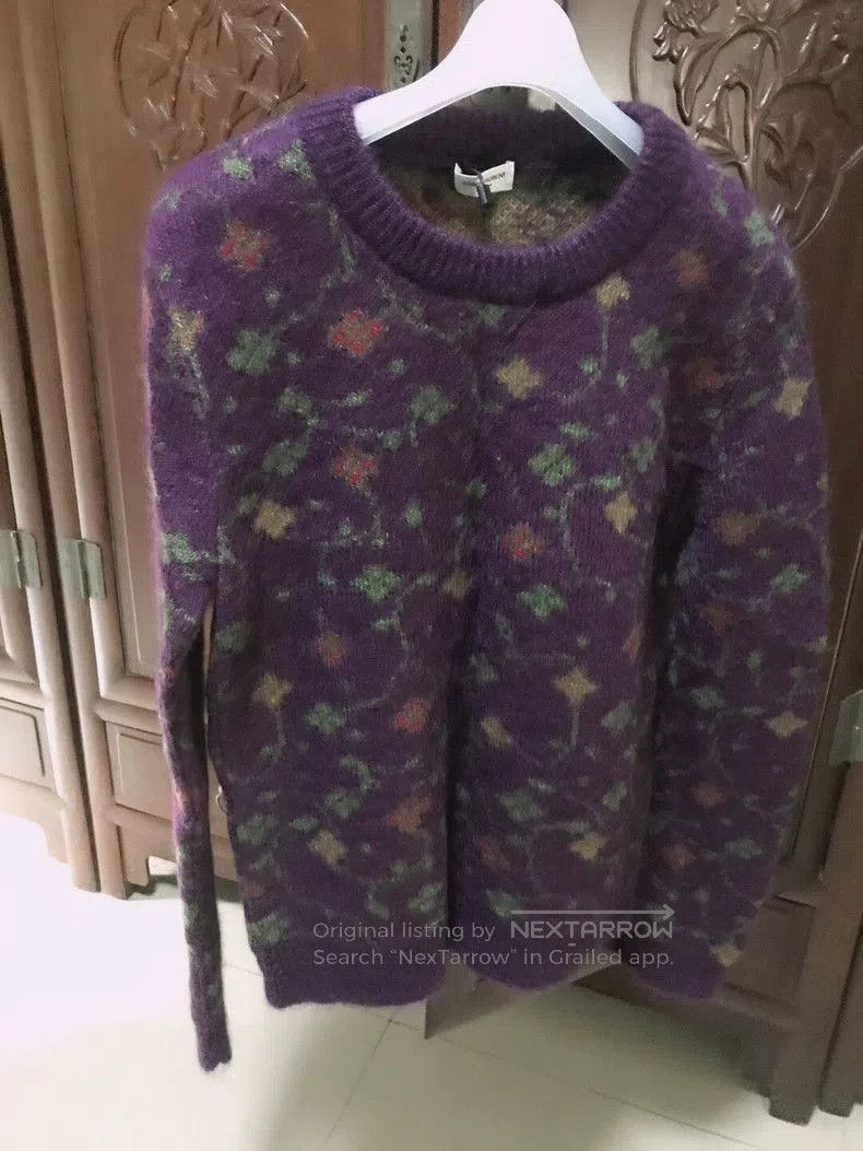 Saint Laurent Paris SAINT LAURENT Men's Purple Floral Sweater. Size US M / EU 48-50 / 2 - 1 Thumbnail