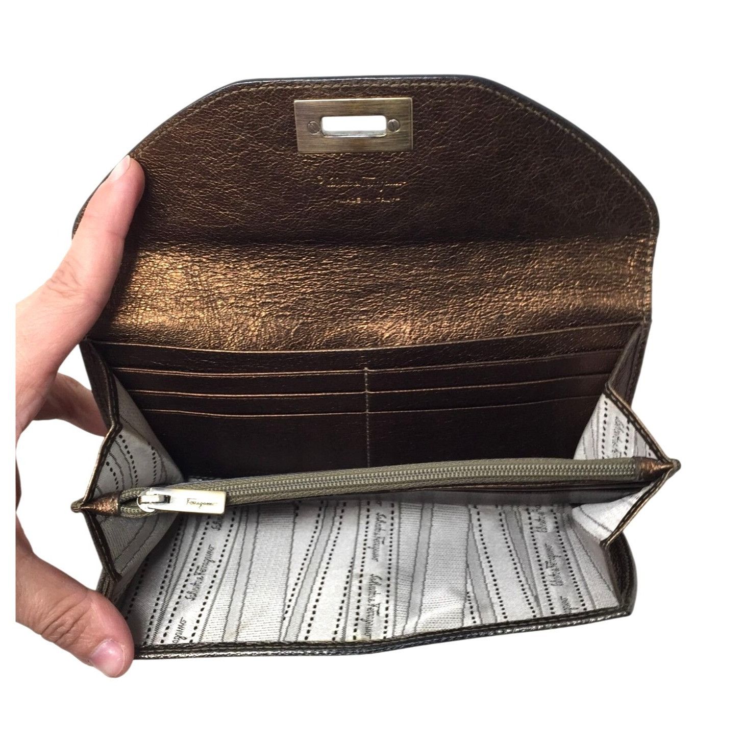 Salvatore Ferragamo Salvatore Ferragamo Metallic Tricolor Long Wallet with Dust Size ONE SIZE - 5 Thumbnail