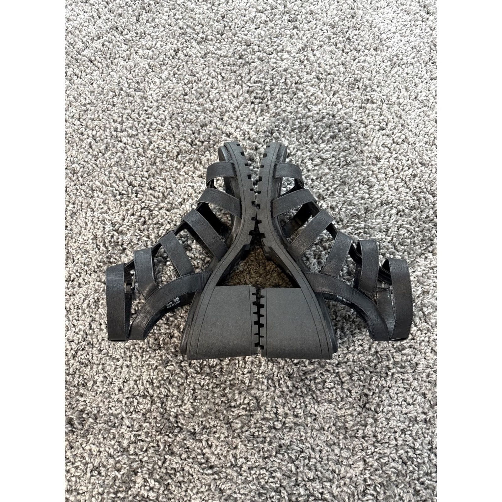 Vintage Dirty Laundry Sandals Women Fisherman Black 9M Leather Adjustable Strap Block Heel Y2K Size US 9 / IT 39 - 4 Thumbnail