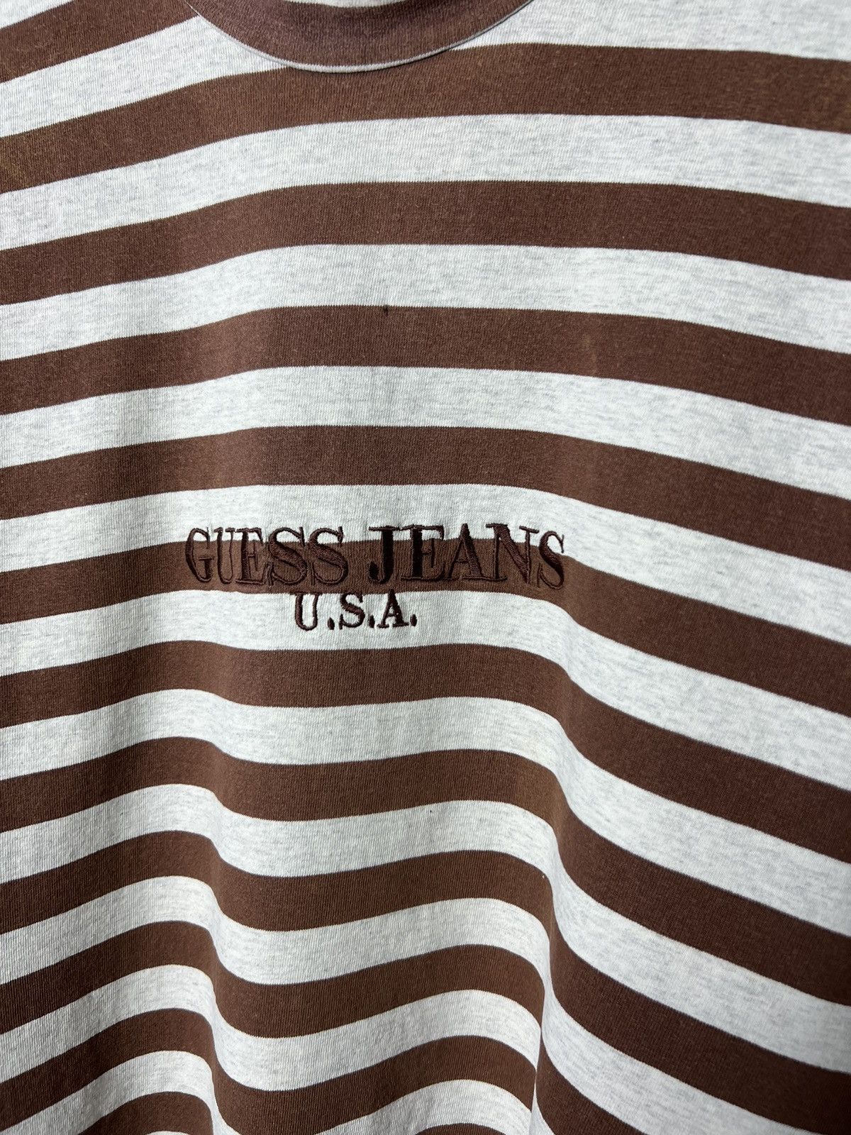 Guess Rare Vintage Guess Jeans USA Striped Long Sleeve Brown/Grey Size US L / EU 52-54 / 3 - 3 Thumbnail