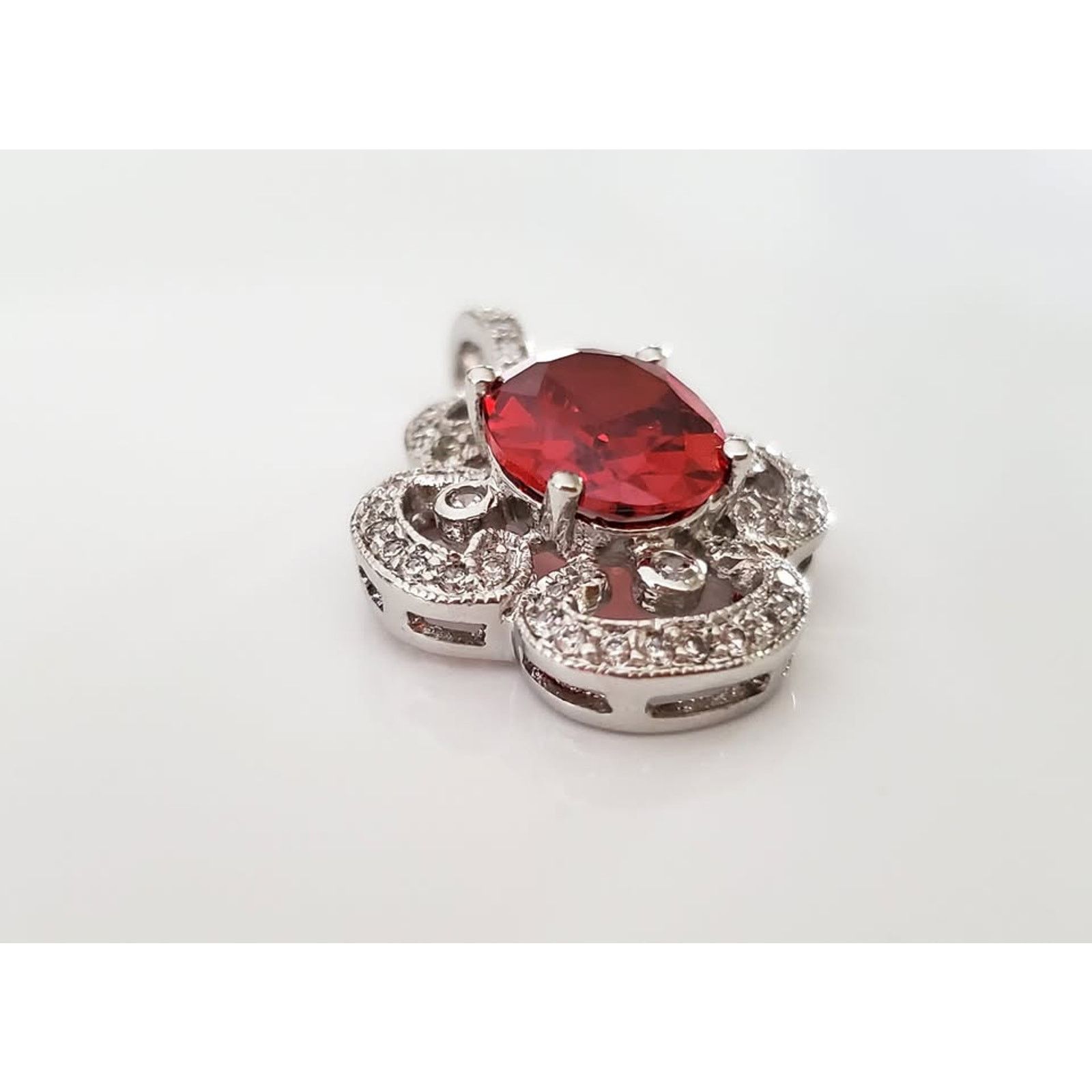 Other Sterling Silver Red and Clear CZ Pendant Size ONE SIZE - 2 Thumbnail