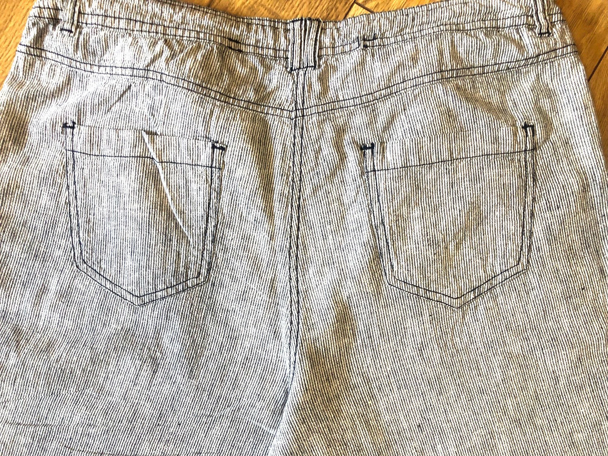 Other Women's linen trousers with white blue stripes, size L/40-42 Size 27" / US 4 / IT 40 - 7 Thumbnail
