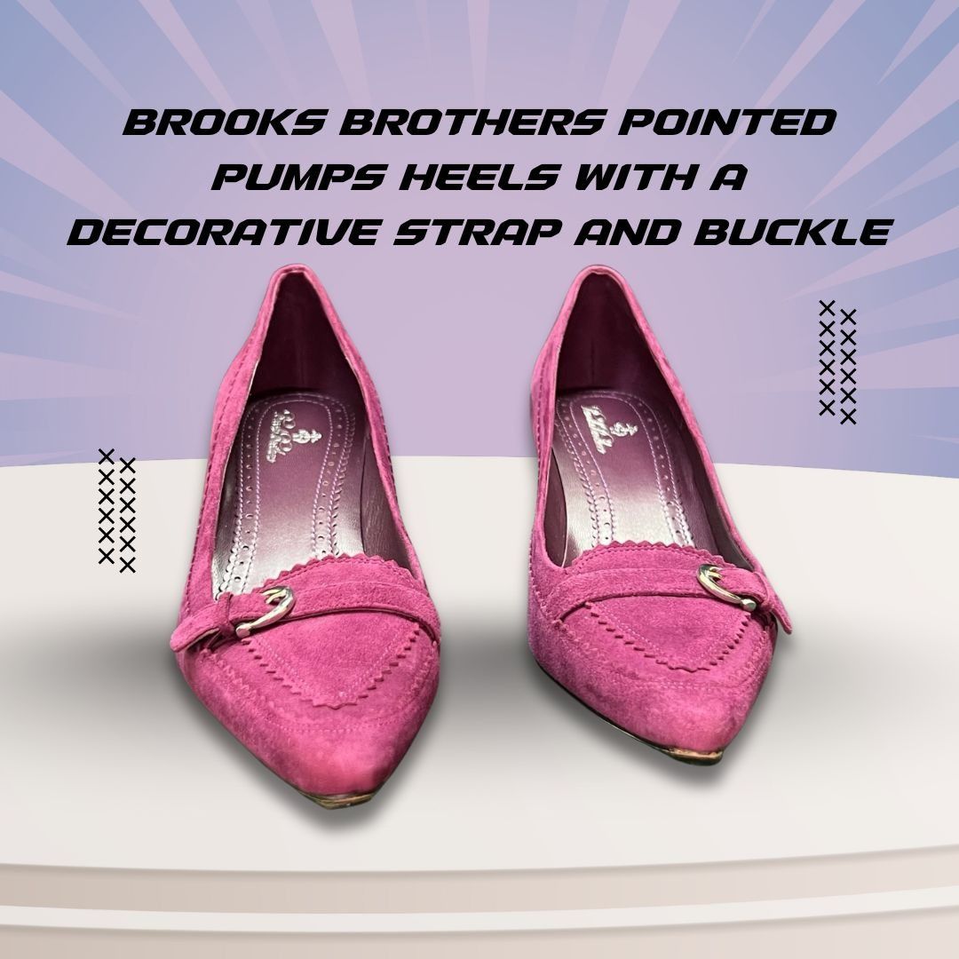Brooks Brothers Brooks Brothers Pink Suede Pointed-Toe Pumps With Strap & Bu Size US 6 / IT 36 - 1 Thumbnail