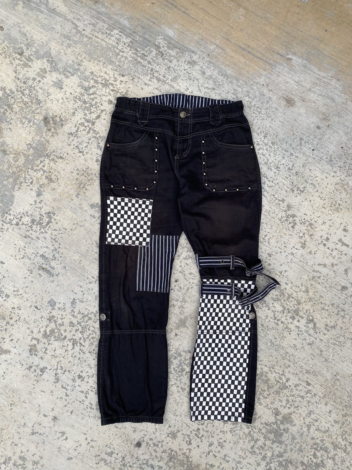 Japanese Brand Vintage Algonquins checker board punk bondage pants Size US 28 / EU 44 - 1 Thumbnail