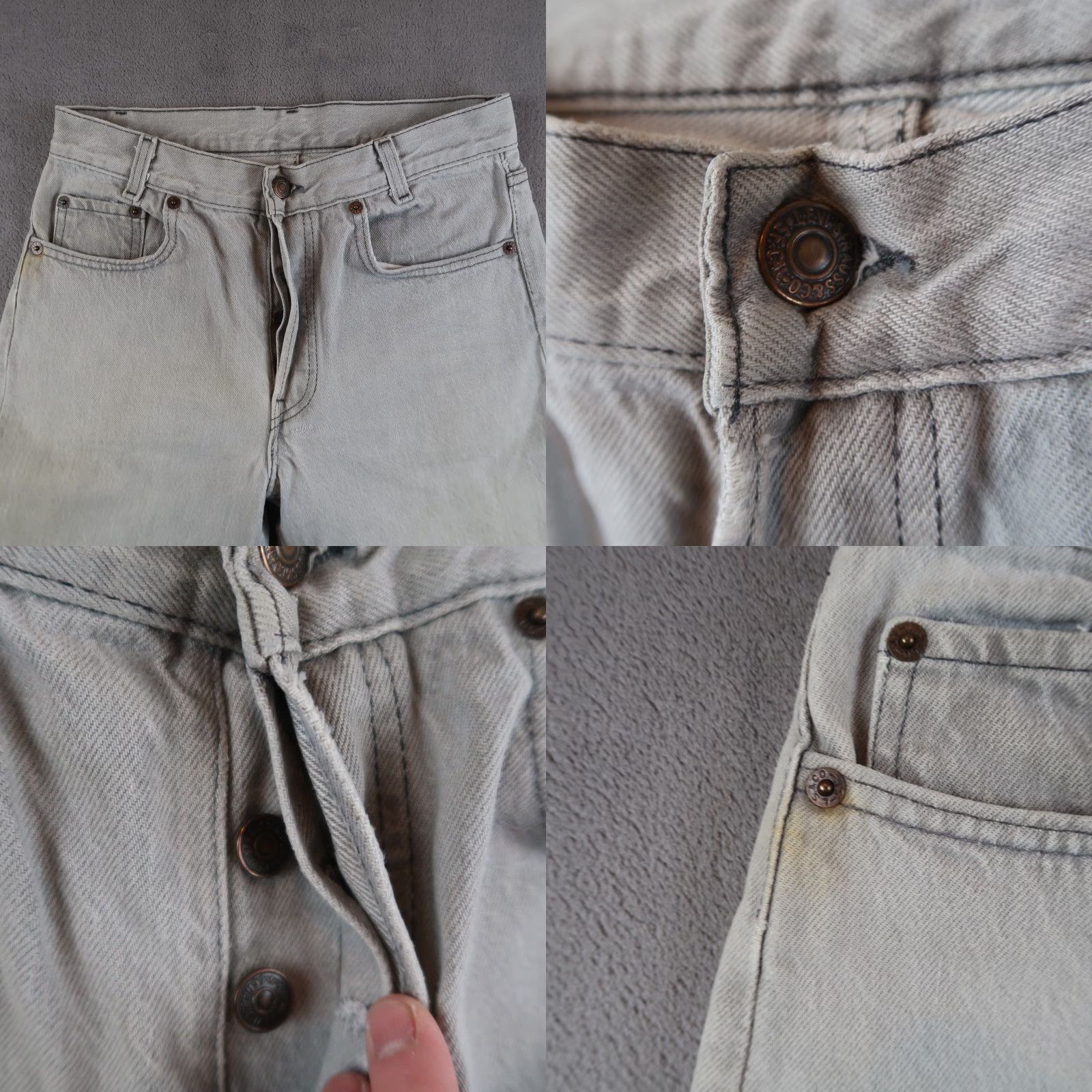 Levi's VINTAGE Levi's 701 Jeans Womens Regular 29x32 Gray Denim Straight 90s Size 29" - 8 Thumbnail