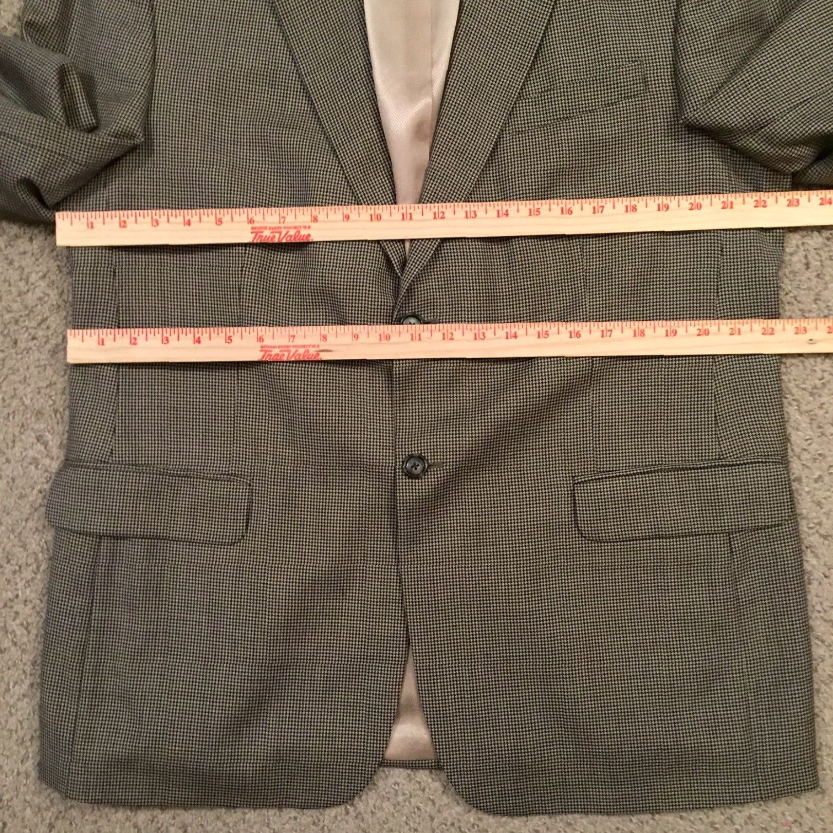 Stafford Stafford Blazer Mens 44R Black Beige Houndstooth Wool Two Button Single Vent Geometric Notch Lapel Regular Coat/Jacket Size 44R - 5 Thumbnail