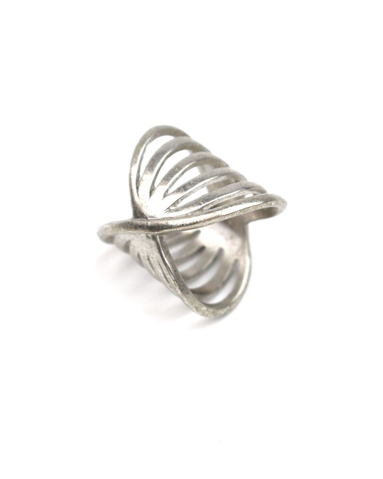 Hysteric Glamour 2000S JAPANESE MADE CROSSOVER CAGE SILVER TONE RING Size ONE SIZE - 1 Thumbnail