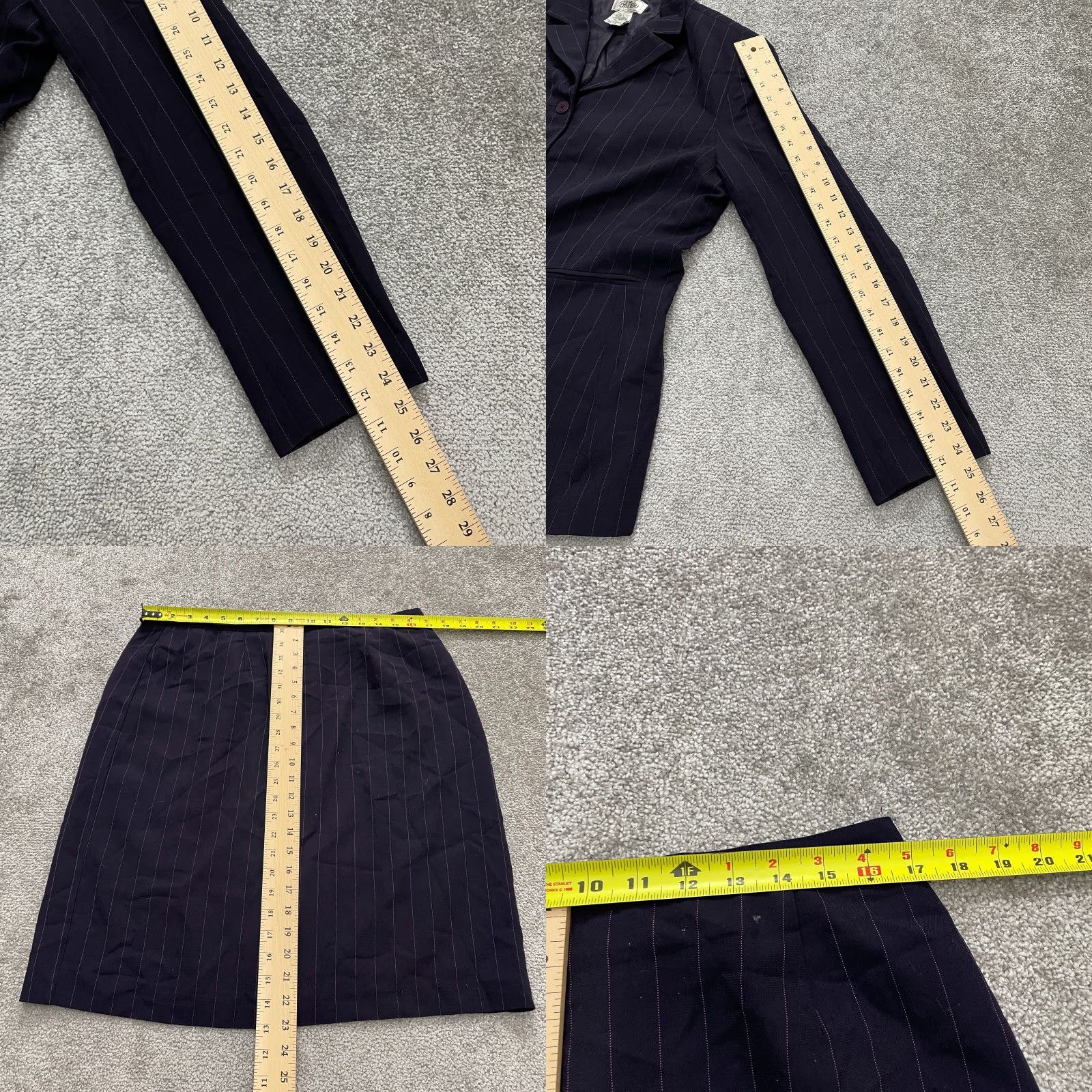 Bob Mackie Bob Mackie Blazer Mini Skirt Suit Set Womens 16 Purple Stripe Business Formal Size 38" / US 16 / IT 52 - 11 Thumbnail