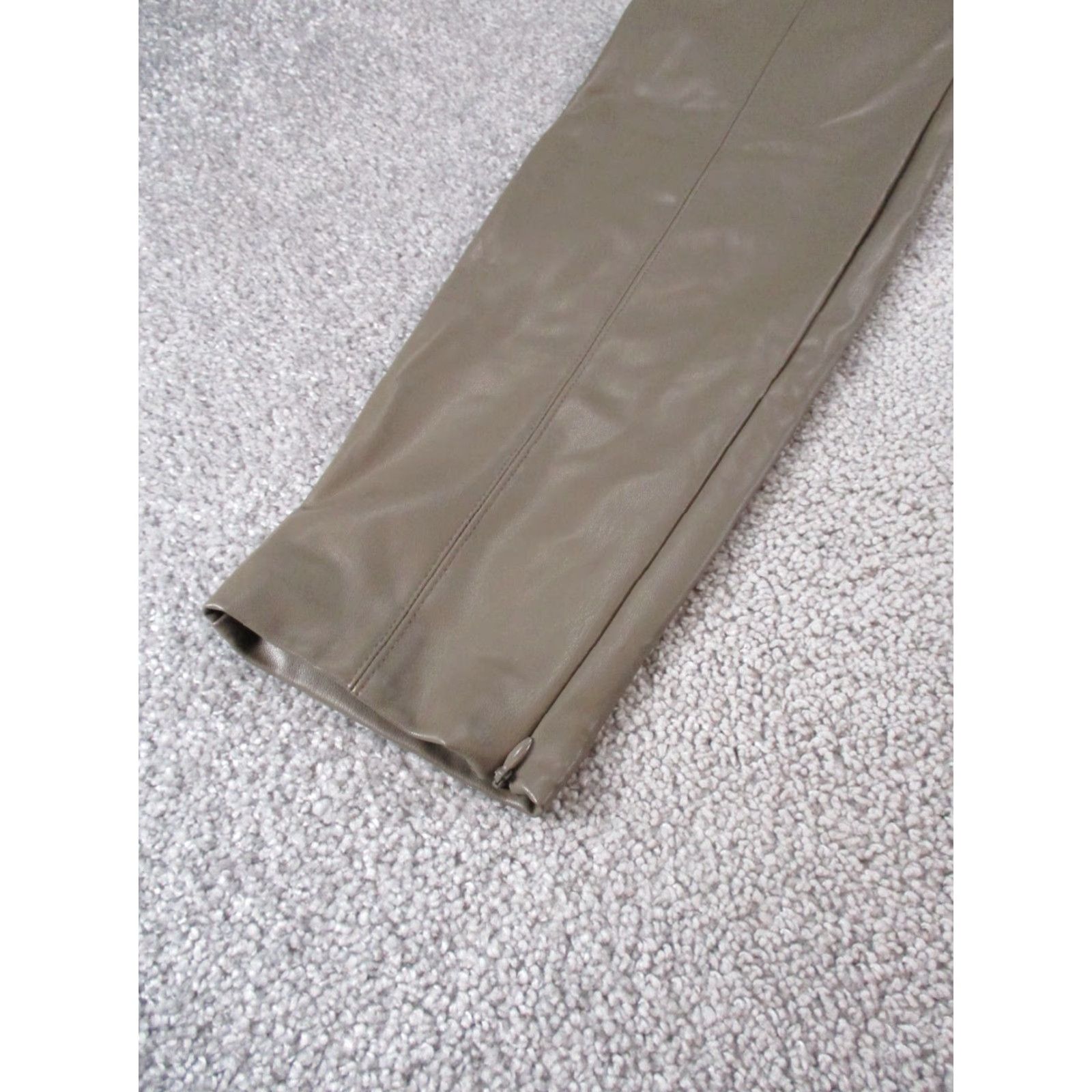 Zara VINTAGE Zara Women's Pants Skinny Ankle Zip Faux Leather Medium Brown 90s Casual Womens Size 32" / US 10 / IT 46 - 6 Thumbnail
