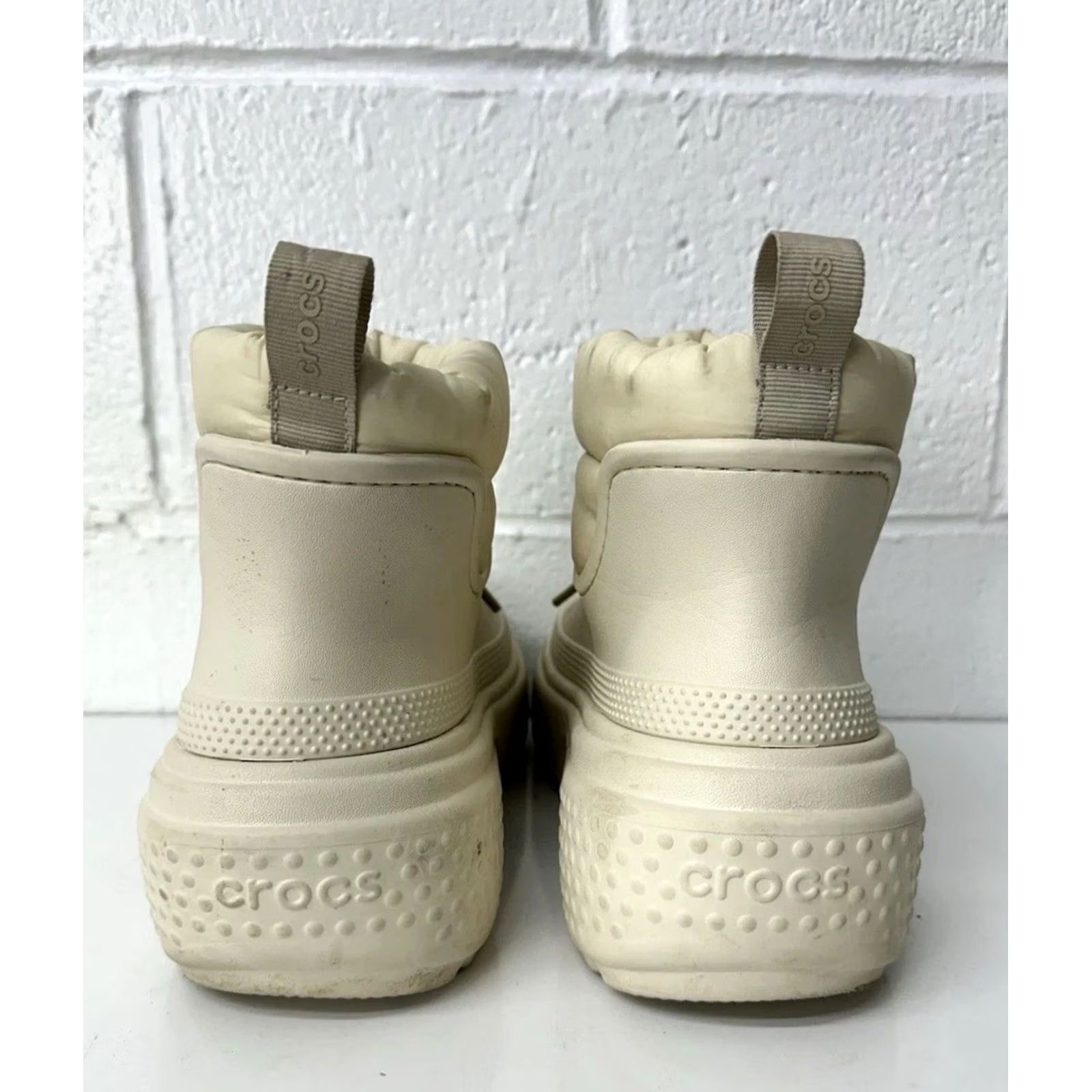 Crocs Stomp Puff Fleece Lined Chunky Boots Off-White Women
