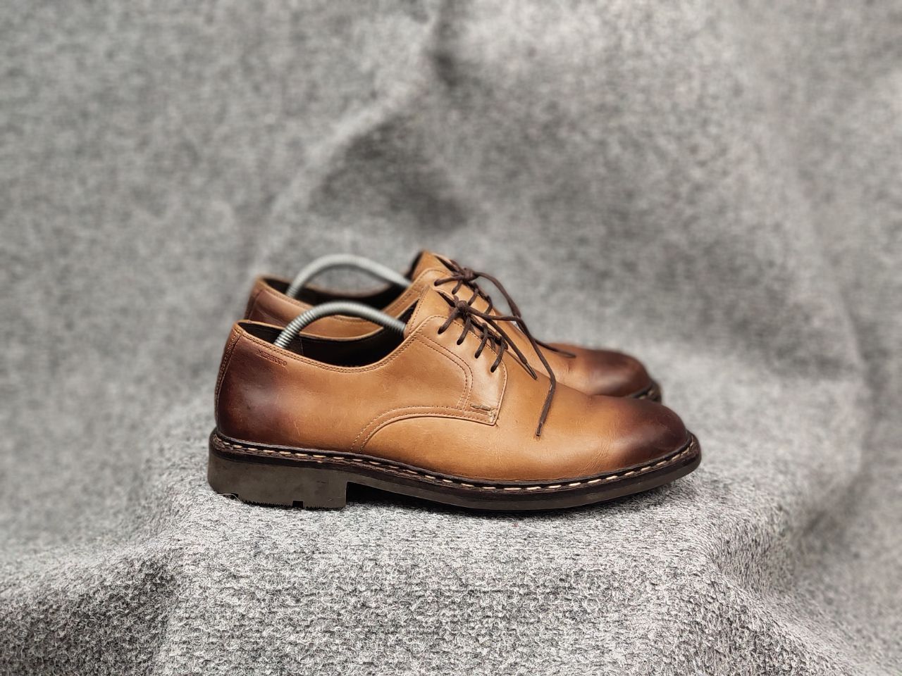 image of Designer Mephisto Design Faded Brown Derby Classic Mens Lace Up Shoes in Beige Brown (Size 11)