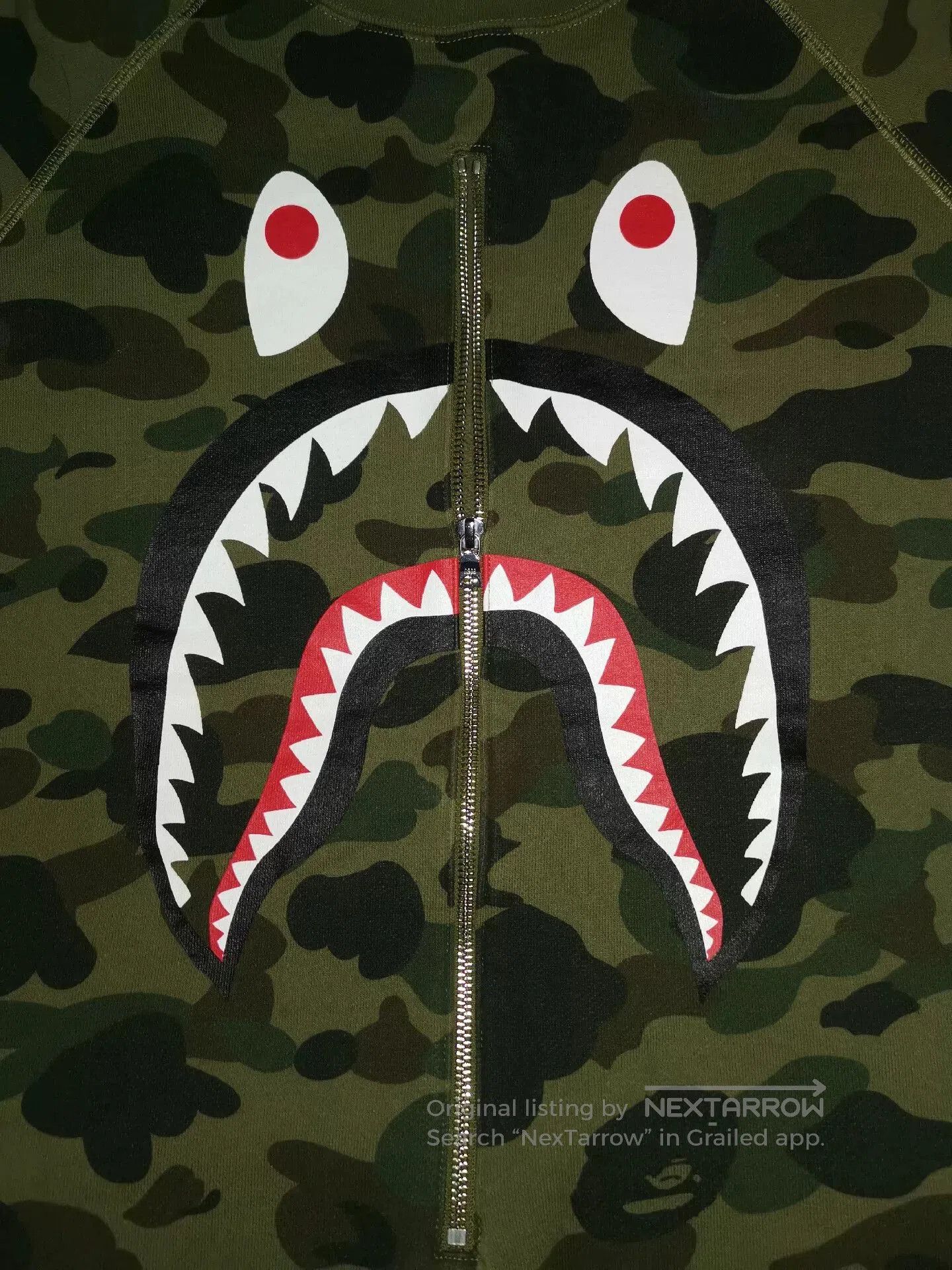 Bape bape camouflage shark zip hoodie. Size US XL / EU 56 / 4 - 3 Thumbnail