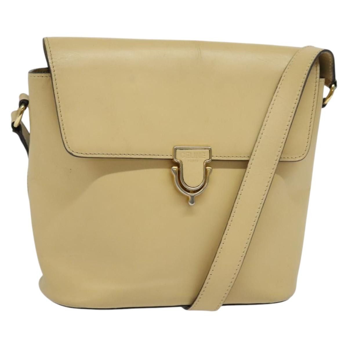 Celine CELINE Shoulder Bag Leather Beige Gold Size ONE SIZE - 1 Thumbnail