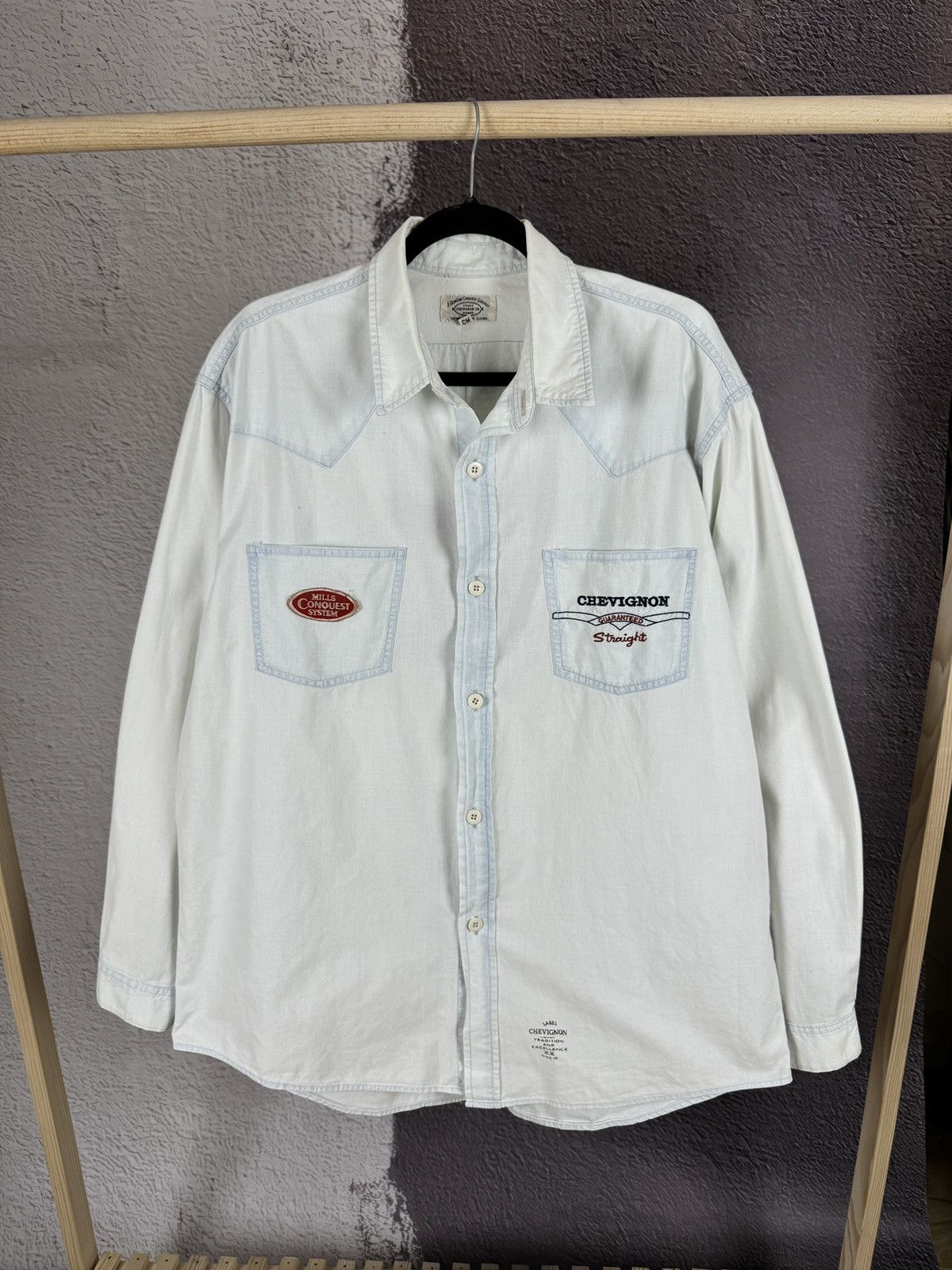 Chevignon × Vintage Chevignon vintage western light blue denim shirt size XL Size US XL / EU 56 / 4 - 1 Thumbnail