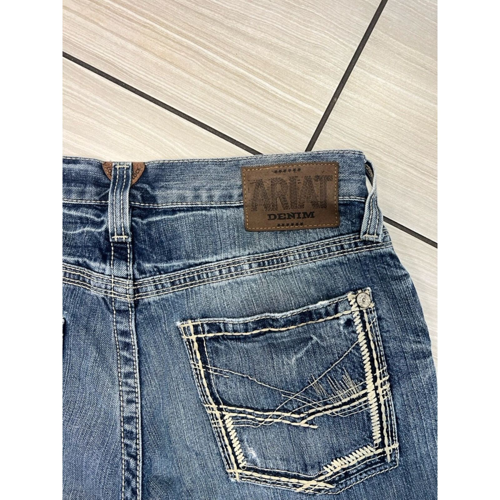 Ariat Ariat Western Bootcut Denim Distressed Jeans Size US 32 / EU 48 - 6 Thumbnail