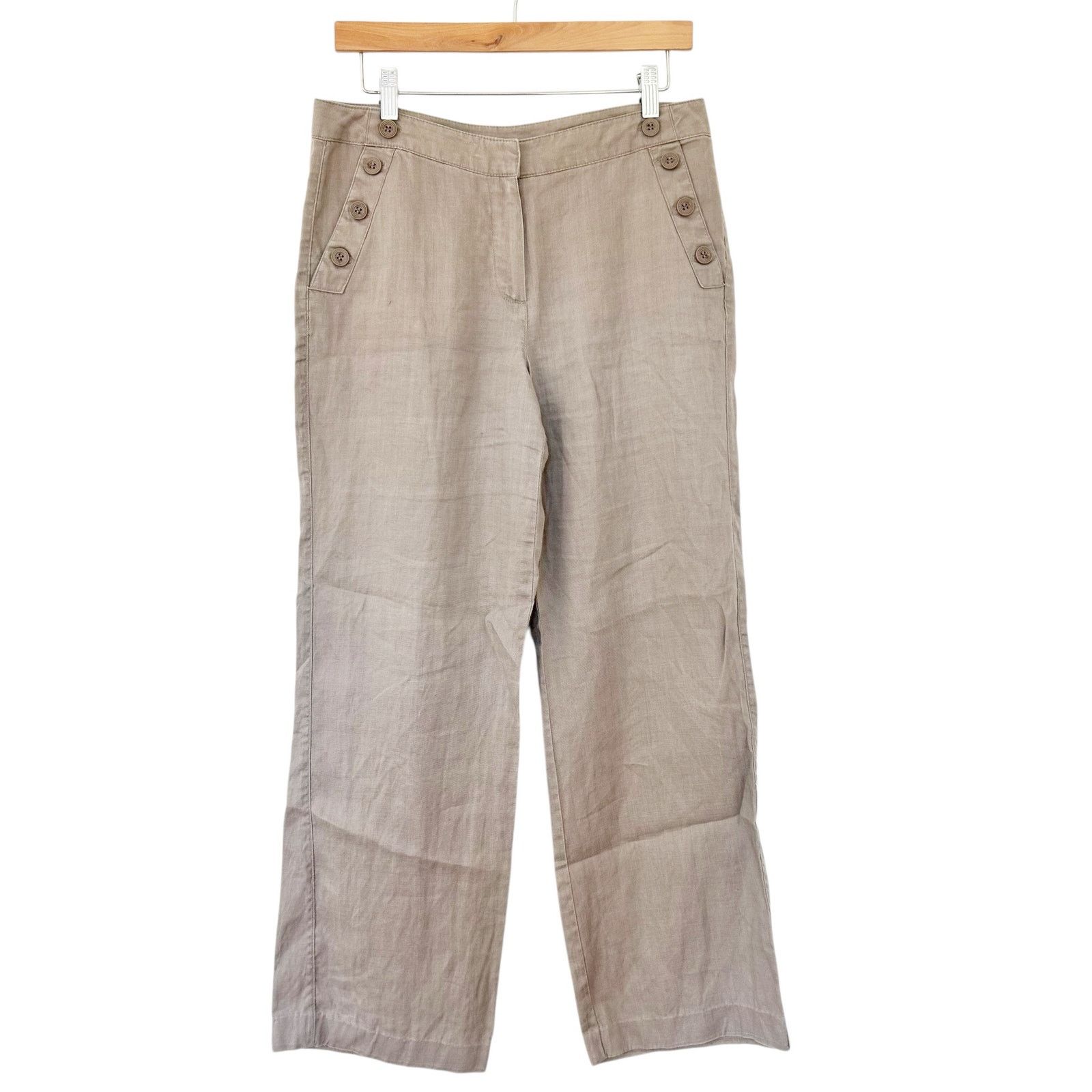 Sandro Tan 100% Linen Pants Sz 6