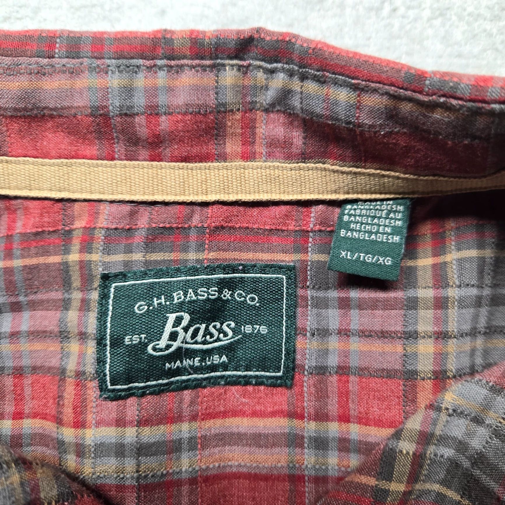 Vintage GH BASS Red Plaid Button Up Long Sleeve Shirt Adult Men's XL Extra Large Size US XL / EU 56 / 4 - 3 Thumbnail