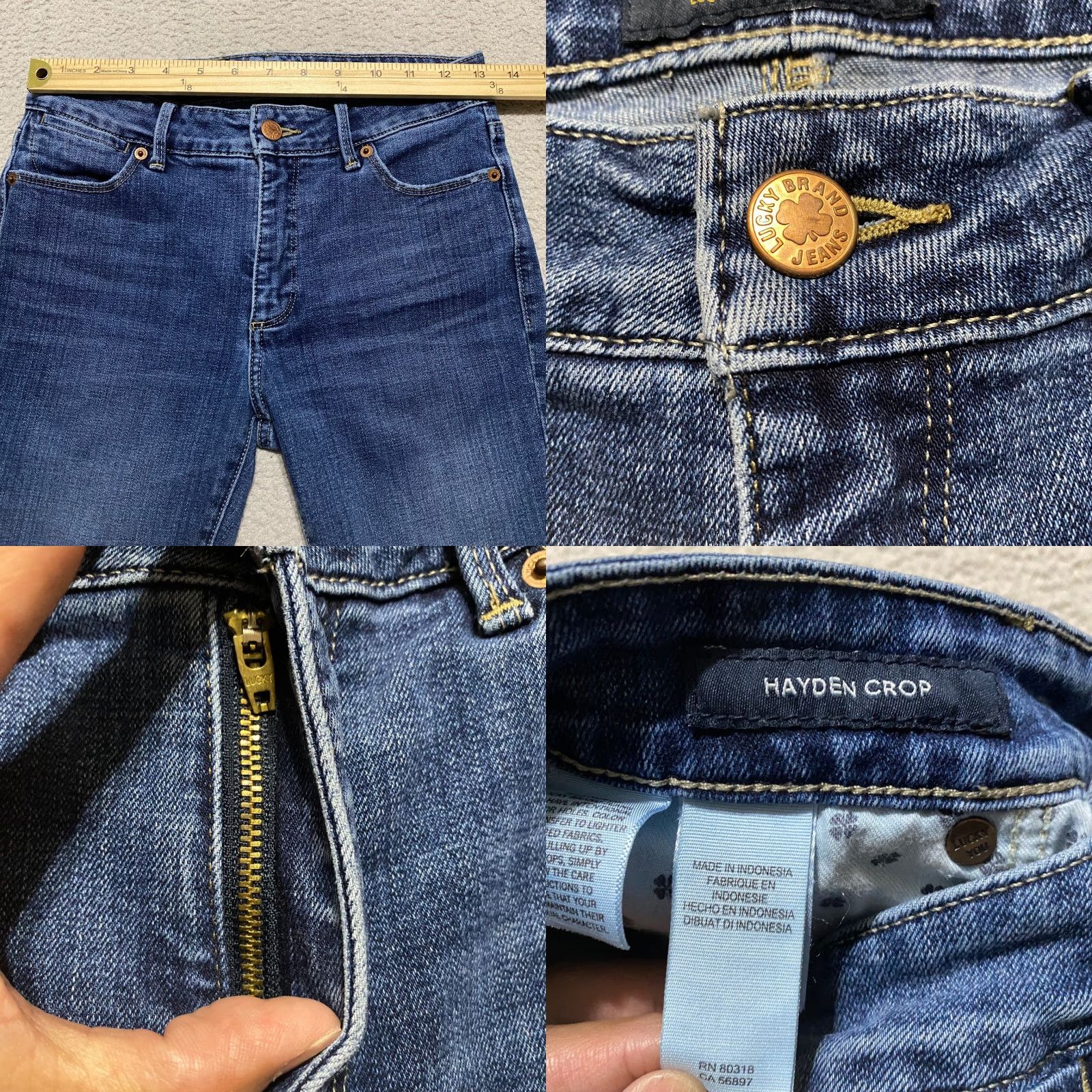 Lucky Brand Lucky Brand Jeans Womens Cropped Denim 2 Blue Mid Rise Distress Crop Jeans Womens 2 Blue Denim Hayden Crop Medium Wash Distress Mid Rise Size 26" / US 2 / IT 38 - 8 Thumbnail