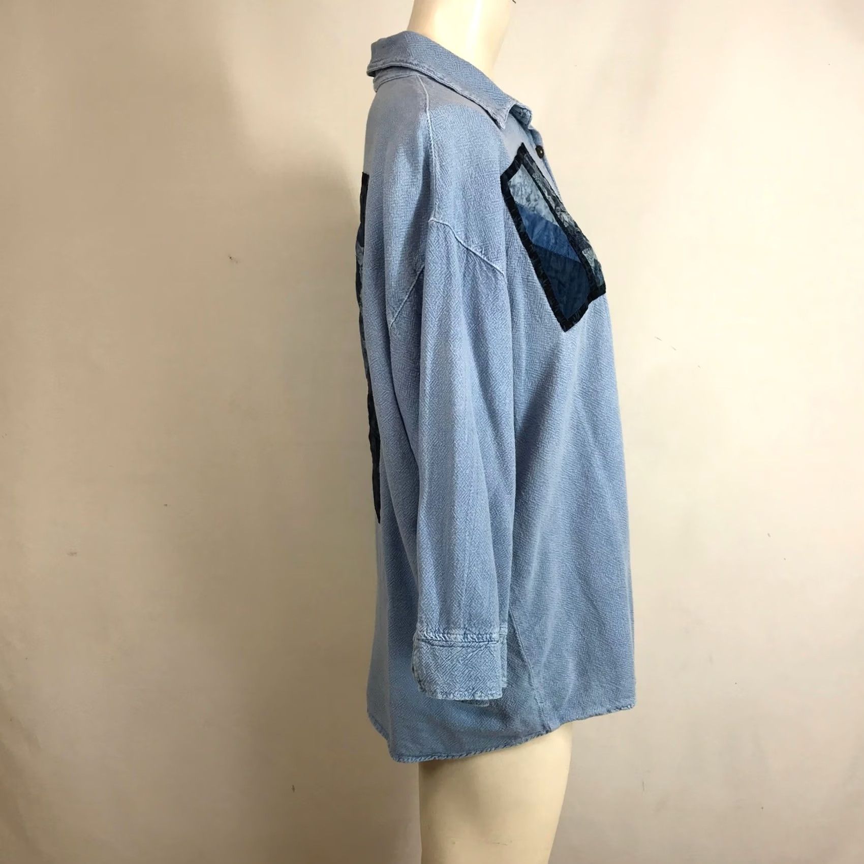 Vintage Brie Kriebel Clothing Blue Batik Patchwork Button Down Shirt Womens Large Oregon Size L / US 10 / IT 46 - 5 Thumbnail