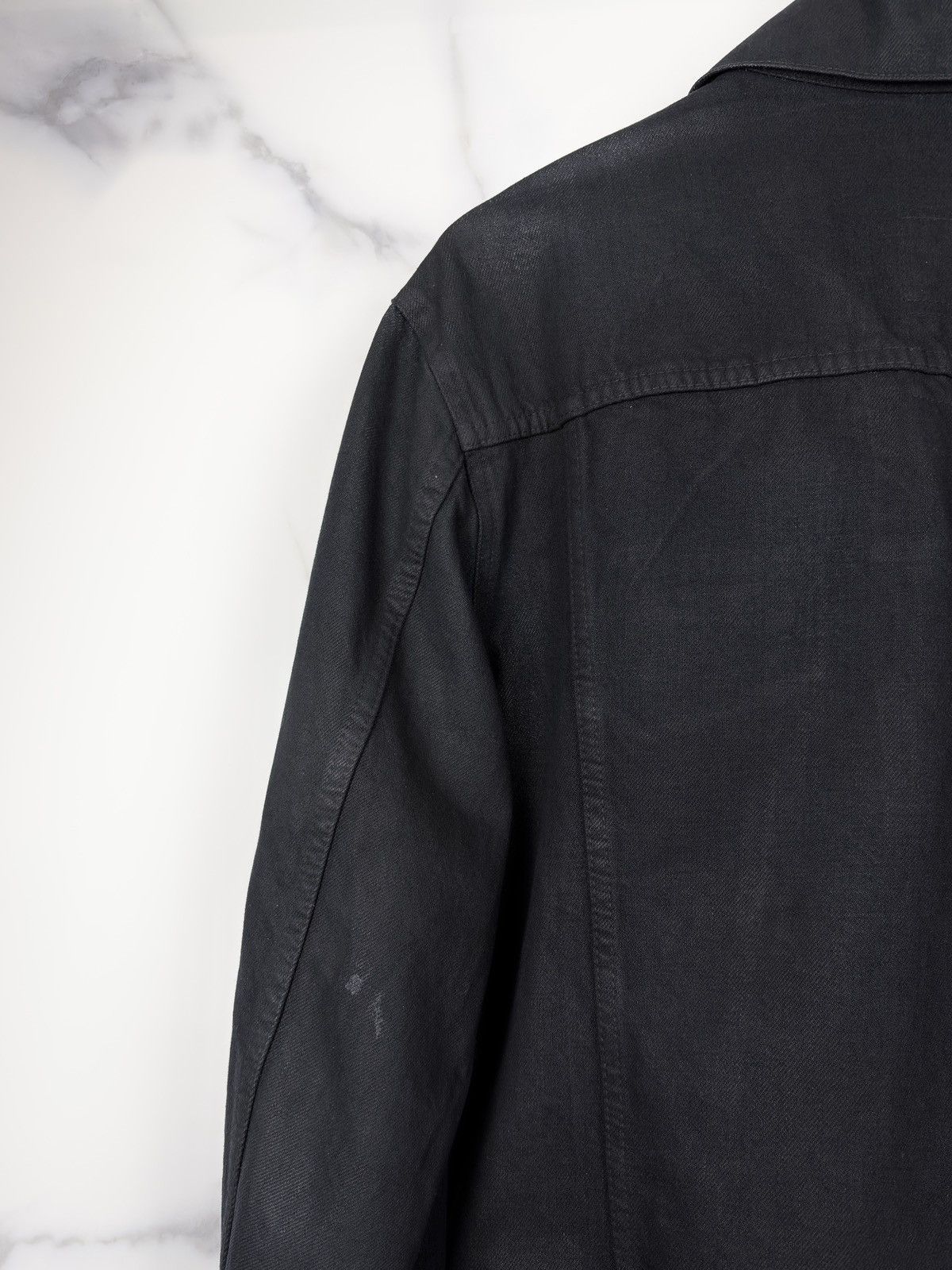 Helmut Lang AW03 Helmut Lang Wax Coated 2 Pocket Trucker Denim Jacket Size US L / EU 52-54 / 3 - 6 Thumbnail
