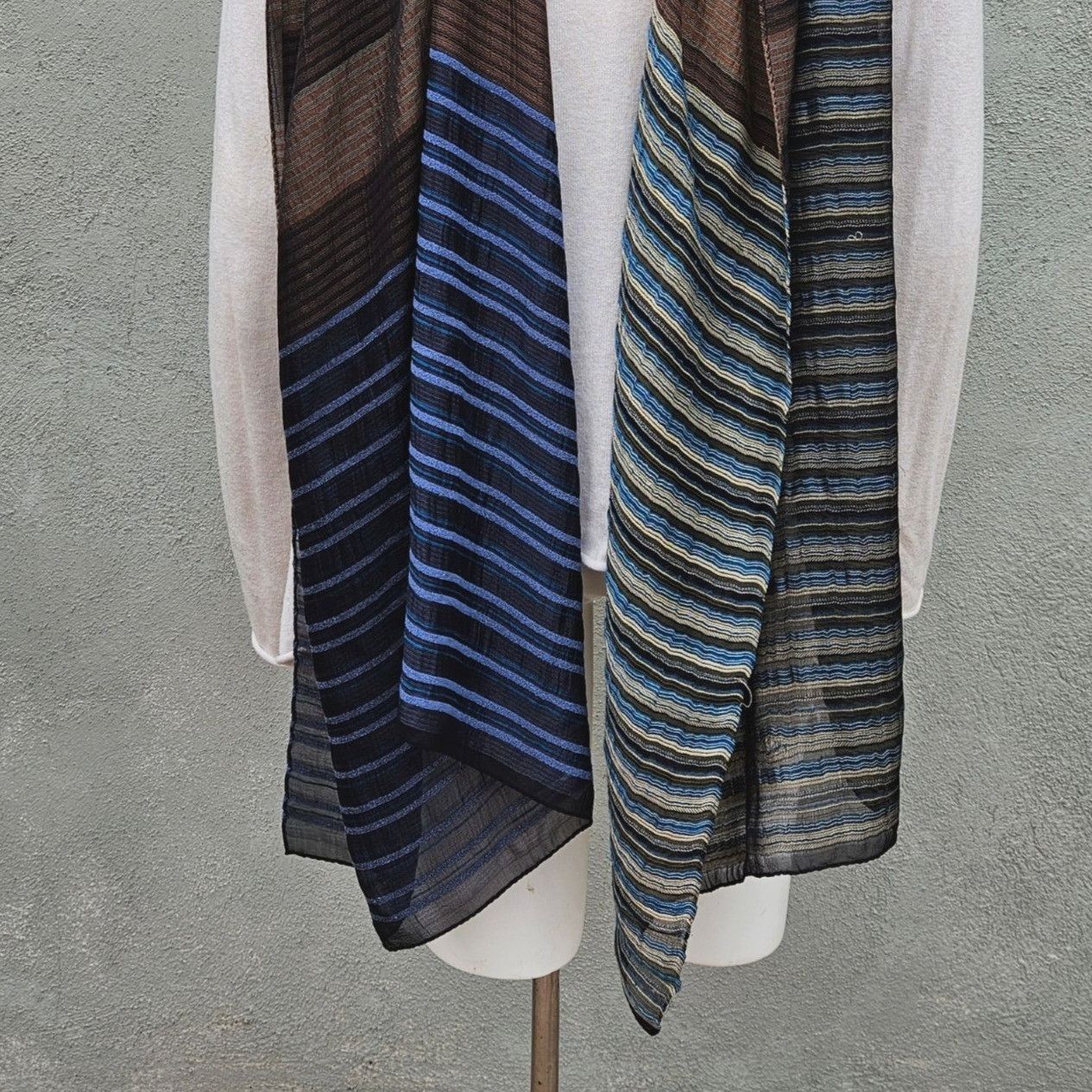 Etro Vintage Etro Milano 40% Silk Woven Stripe Shawl 26 x 80" Size ONE SIZE - 6 Thumbnail