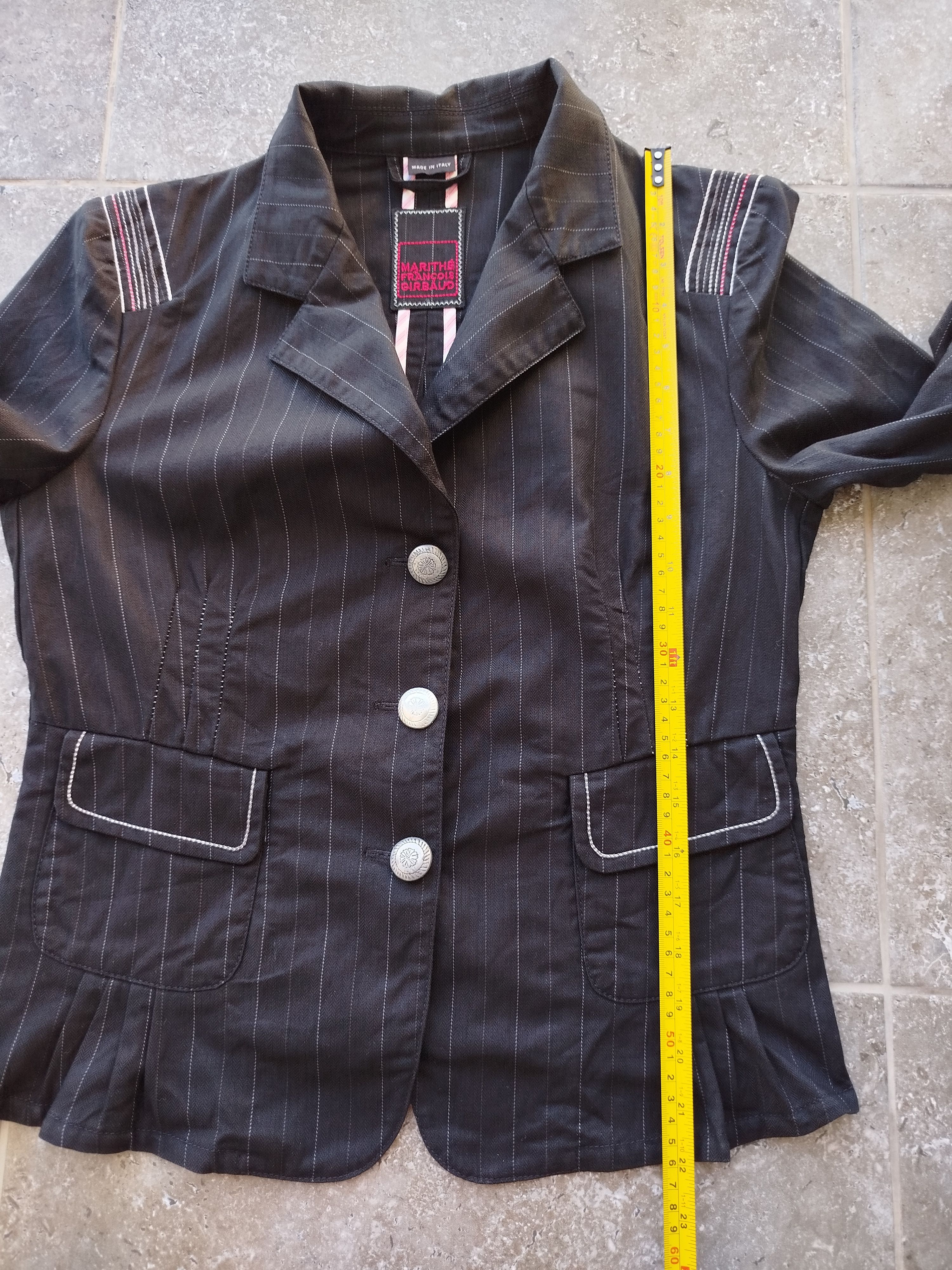 Marithe + Francois Girbaud Blazer Jacket Striped Pockets Cotton Italy Vintage 00s Size S / US 4 / IT 40 - 13 Thumbnail