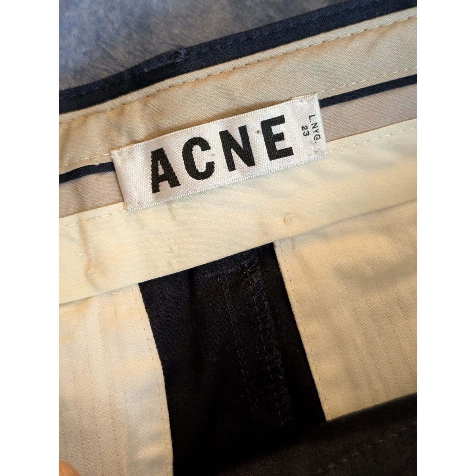 Acne Studios ACNE Roc Satin Navy Chino (46) Size US 30 / EU 46 - 1 Thumbnail