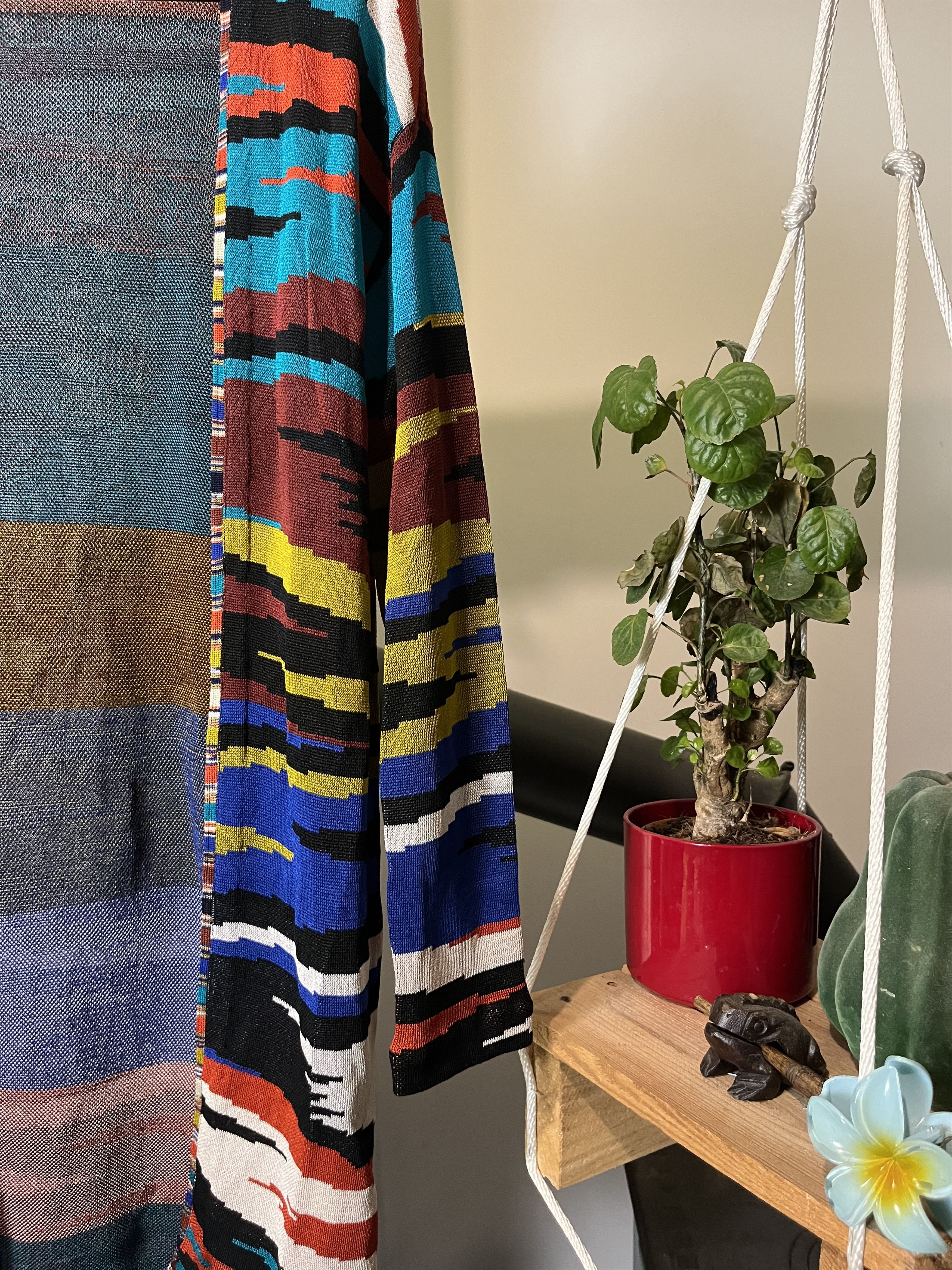 Missoni × Vintage 80s Missoni Abstract Long Slim Cardigan Size S / US 4 / IT 40 - 4 Thumbnail