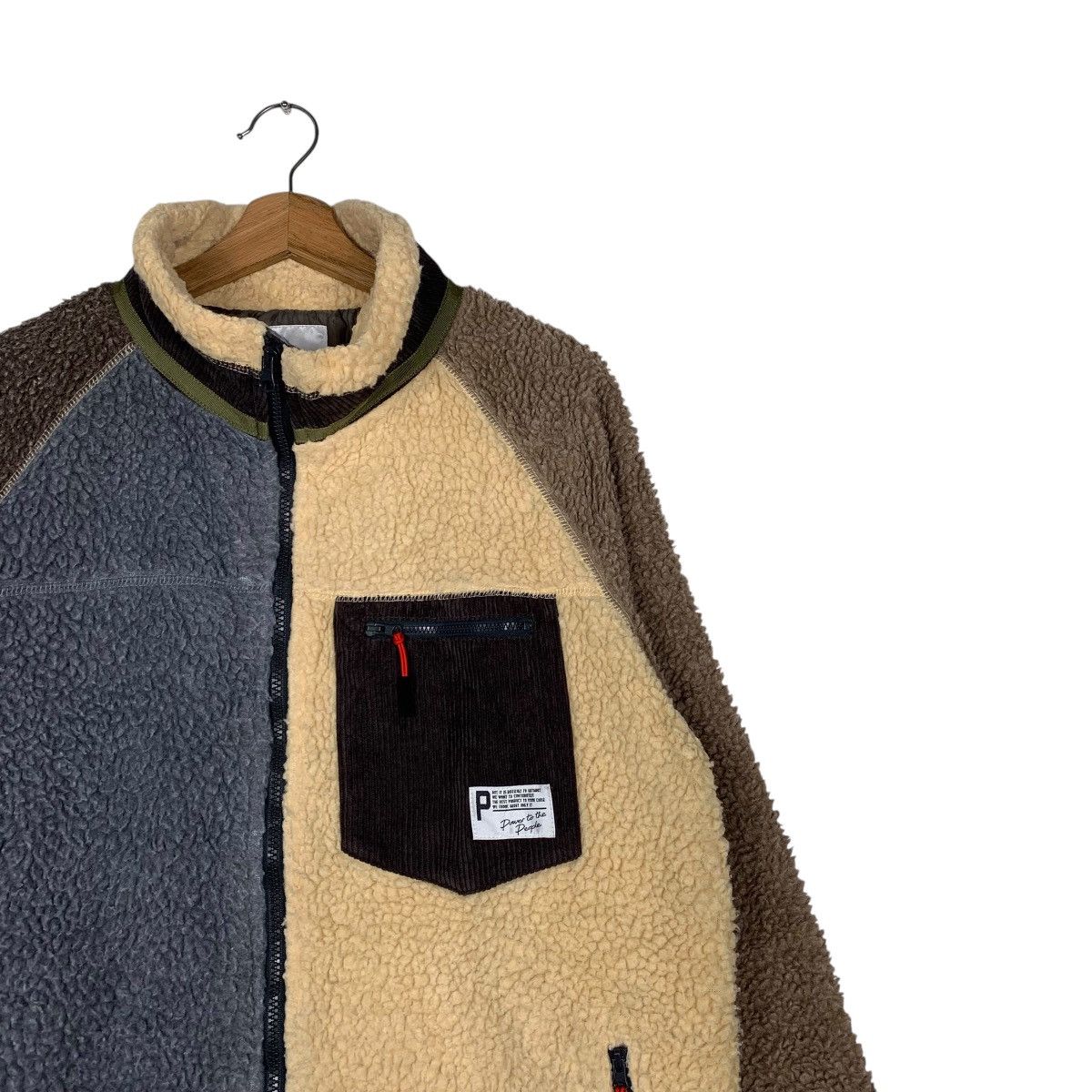 Japanese Brand Japanese Brand Power To The People Color Block Sherpa Jacket Size US L / EU 52-54 / 3 - 5 Thumbnail