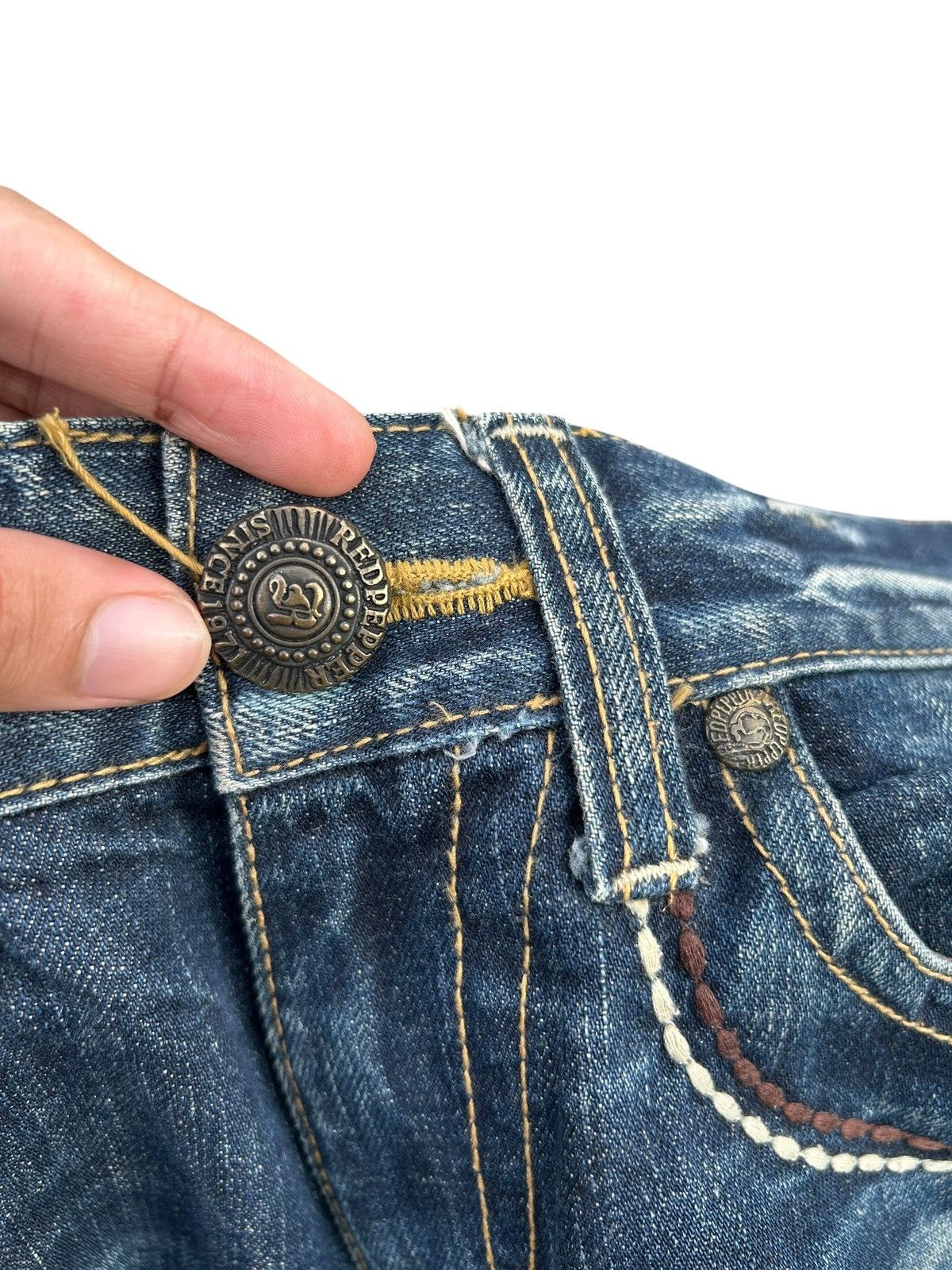 If Six Was Nine Red Pepper Japan Punk Distressed Denim Jeans Size US 31 - 7 Thumbnail