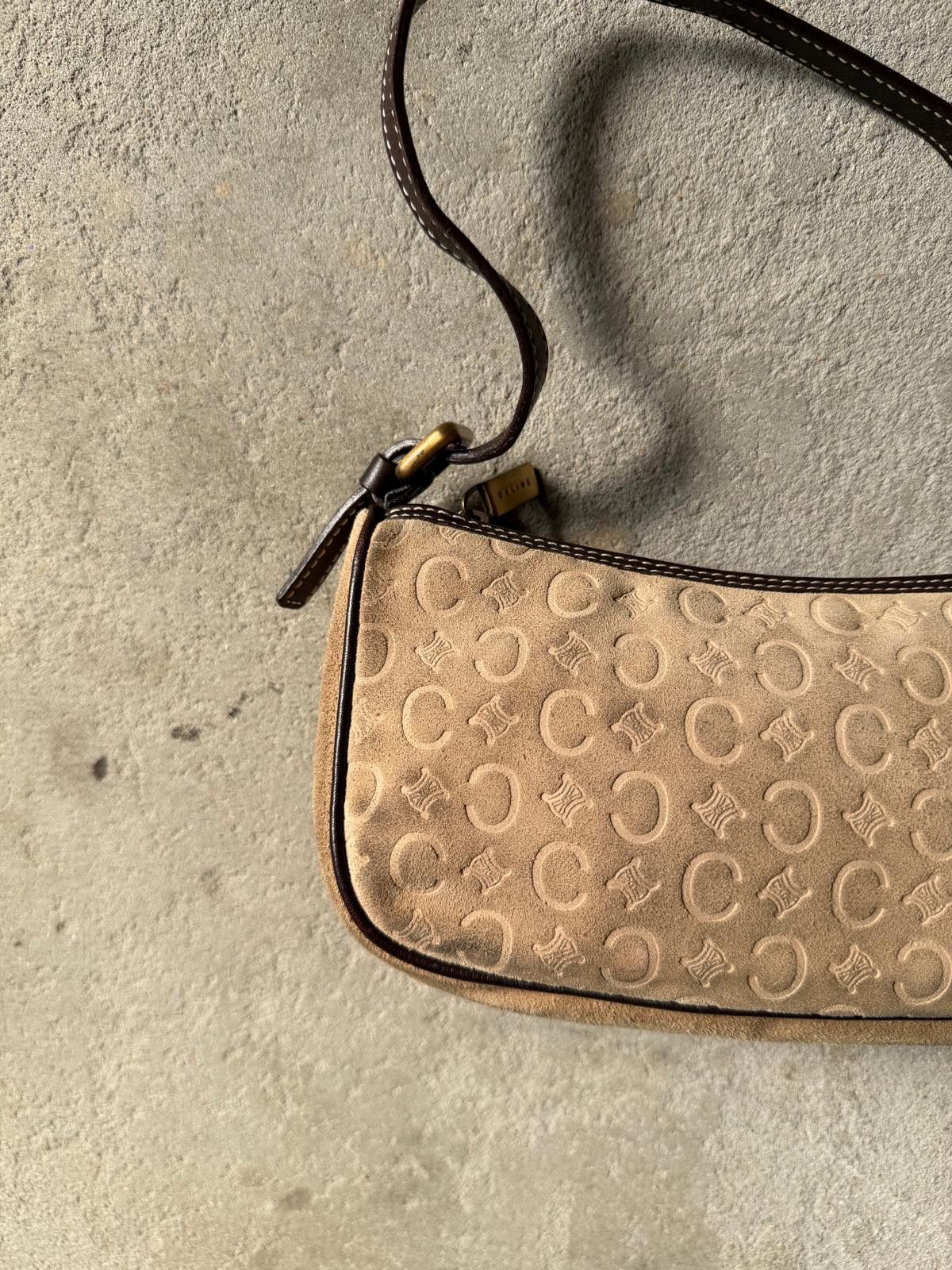 Celine Celine Macadam Suede Shoulder Bag Beige/Brown Size ONE SIZE - 3 Thumbnail