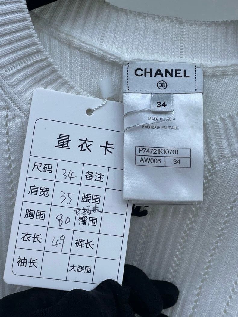 Chanel Chanel White Logo Knit Short Sleeve Top Size S / US 4 / IT 40 - 2 Thumbnail