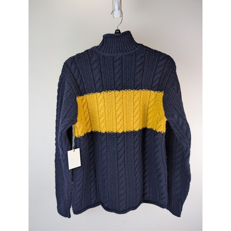 Aime Leon Dore o1rshd1 Aran Cable Mockneck Sweater in Navy Size US M / EU 48-50 / 2 - 10 Thumbnail