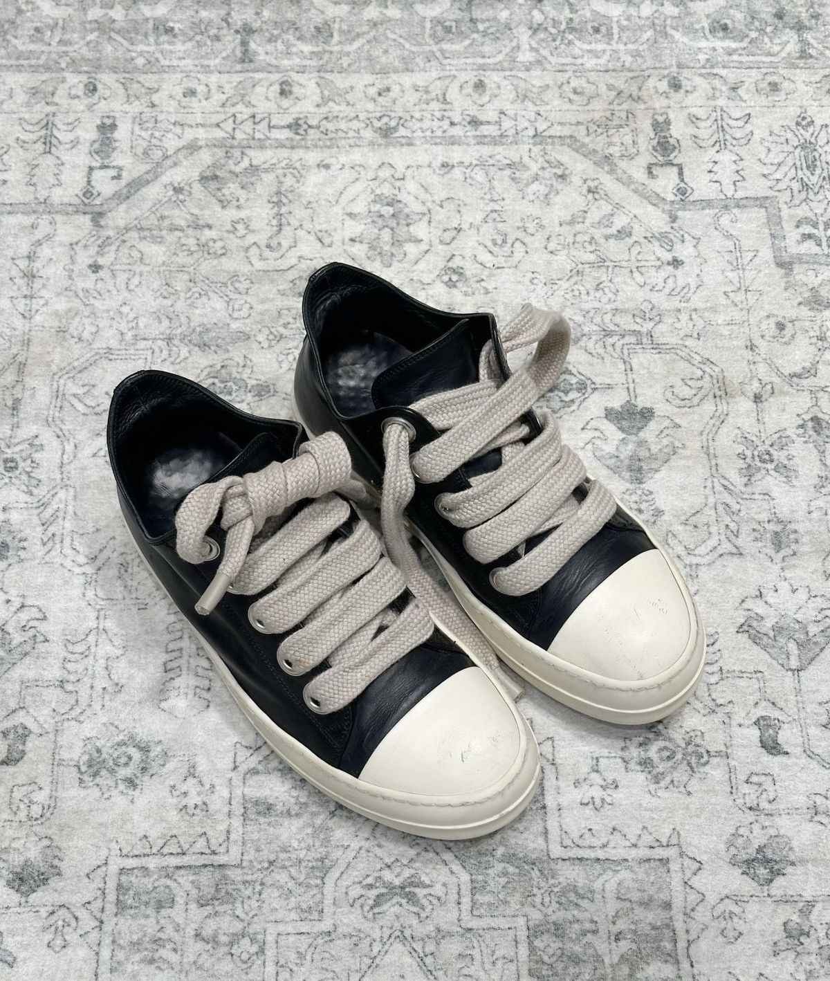 Rick Owens Rick Owens Leather Low-Top Sneakers with Thick Laces Size US 8.5 / EU 41-42 - 1 Thumbnail