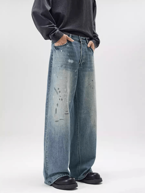 Japanese Brand × Jean Loose washed baggy men's straight ice blue wide-leg jeans Size US 32 / EU 48 - 3 Thumbnail