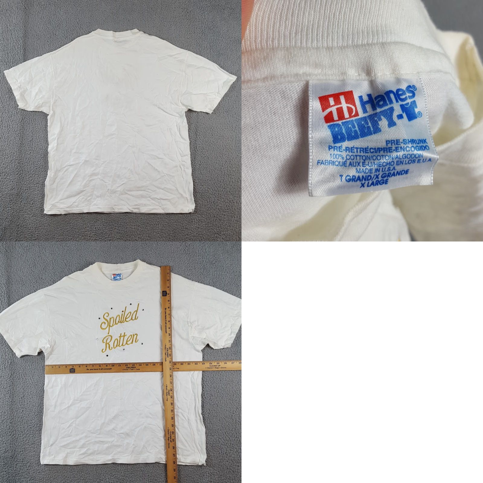 Hanes VINTAGE Hanes T-Shirt Men XL White USA Spoiled Rotten Gold Jeweled 90s Funny Joke Vintage 00s Parody Shirt Size US XL / EU 56 / 4 - 8 Thumbnail