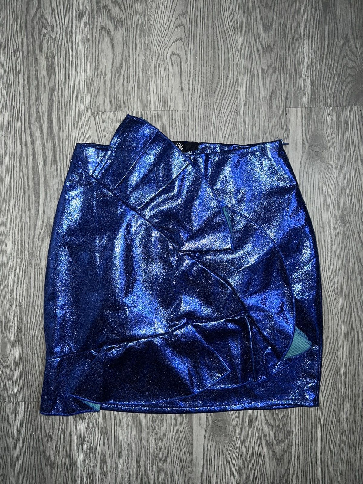 Saint Laurent Paris Missguided blue metallic mini skirt 💙✨ Size 26" / US 2 / IT 38 - 6 Thumbnail