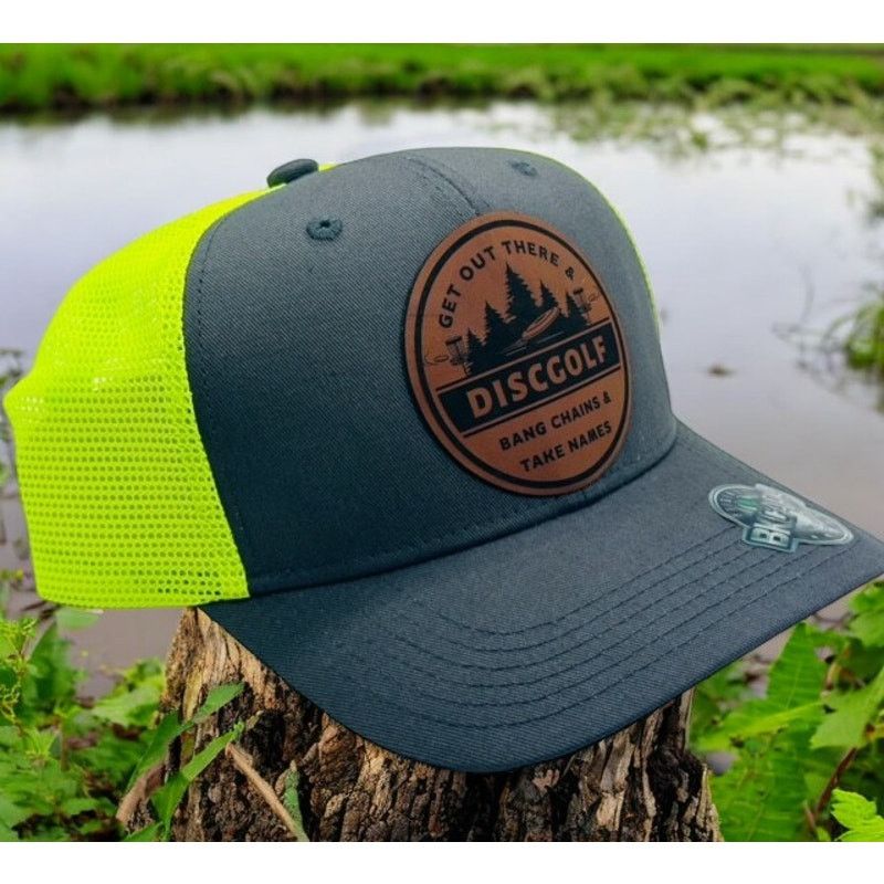 The Unbranded Brand Disc Golf Leather Patch Hat Custom Trucker Hat Bang Chains Size ONE SIZE - 5 Thumbnail
