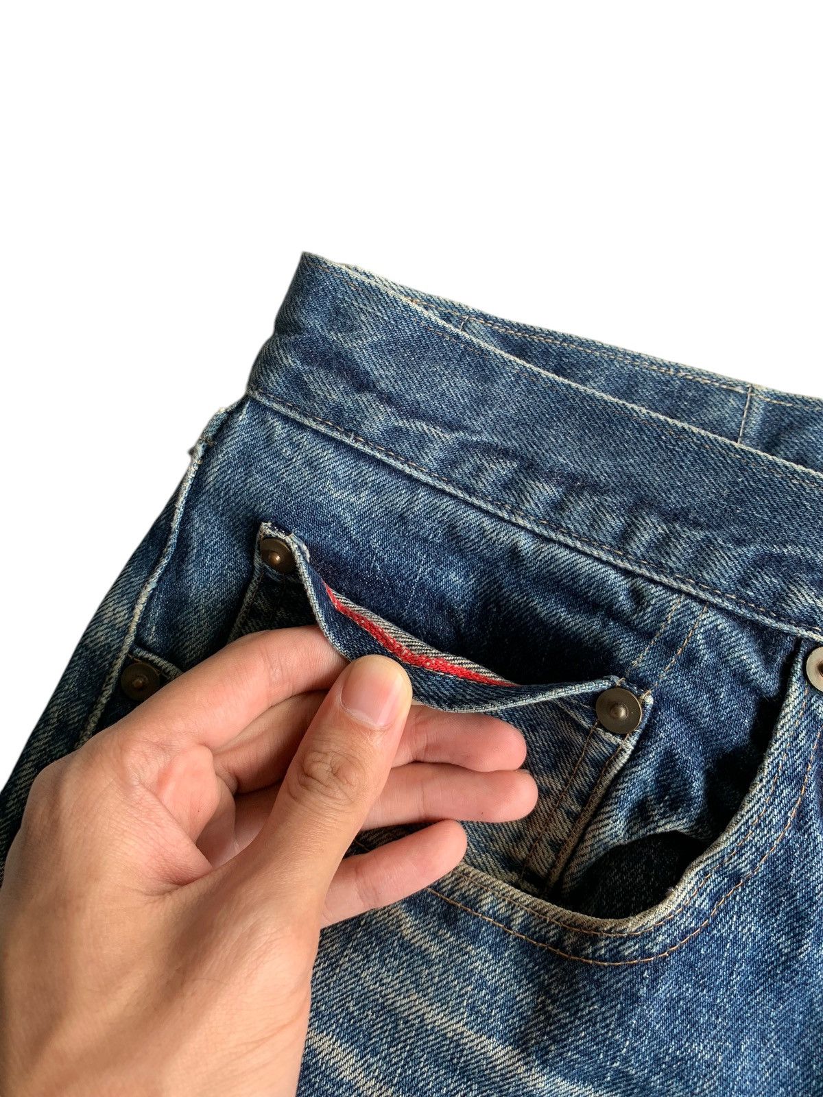 Japanese Brand × Kapital × Vintage Okura Hr Market Japanese Button Fly Selvedge Distressed Size US 34 / EU 50 - 14 Thumbnail