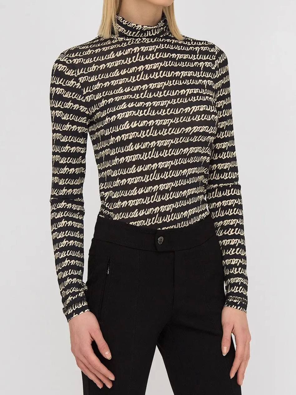 Bogner Bogner Adriana Longsleeve Monogram Mesh Top Size L / US 10 / IT 46 - 1 Thumbnail