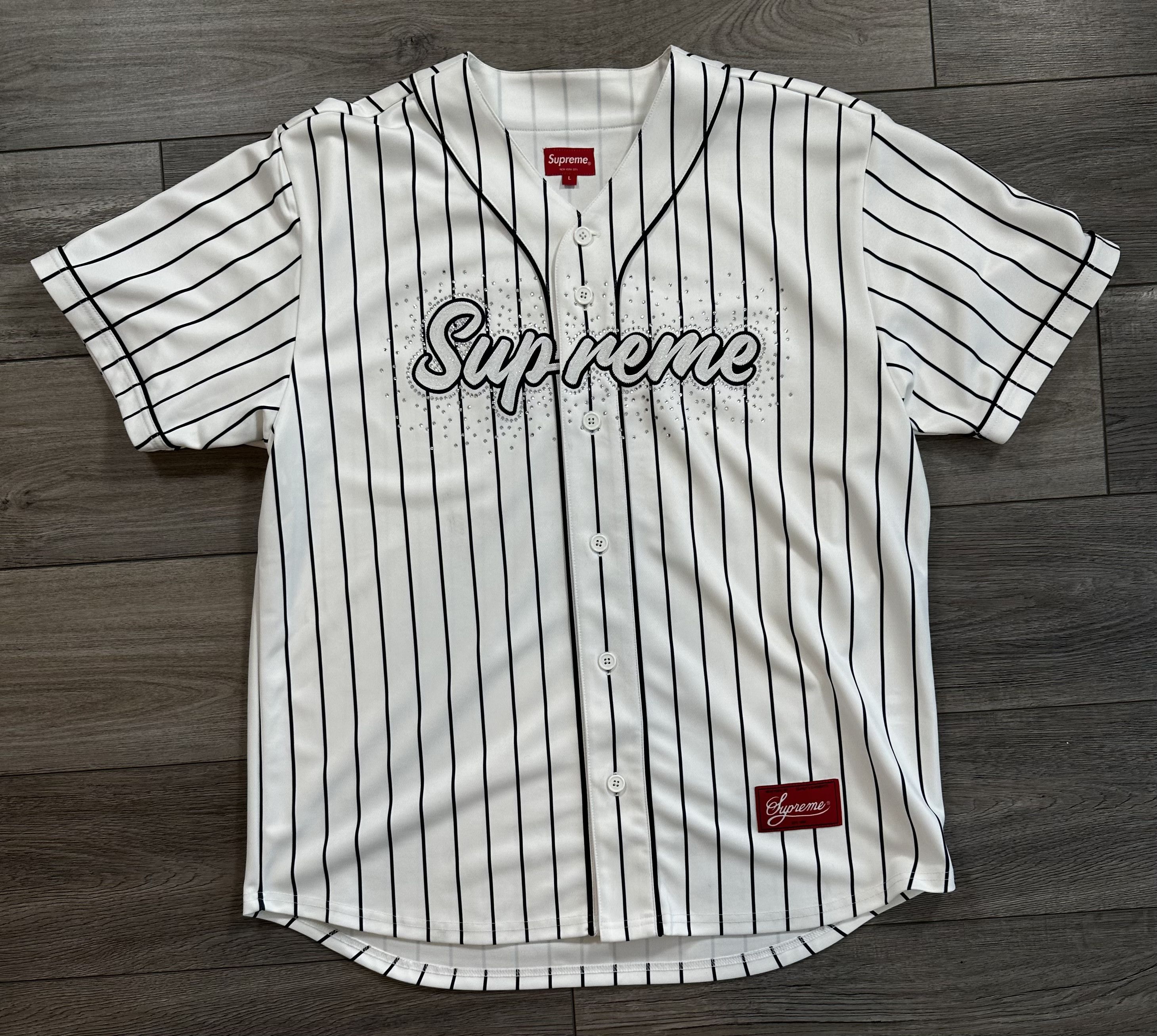 Supreme Rhinestone Baseball Jersey | Grailed