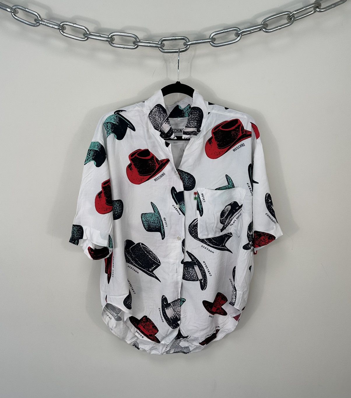 Moschino Vintage 90s Moschino Hats All Over Print Short Sleeve Shirt Size US M / EU 48-50 / 2 - 1 Thumbnail